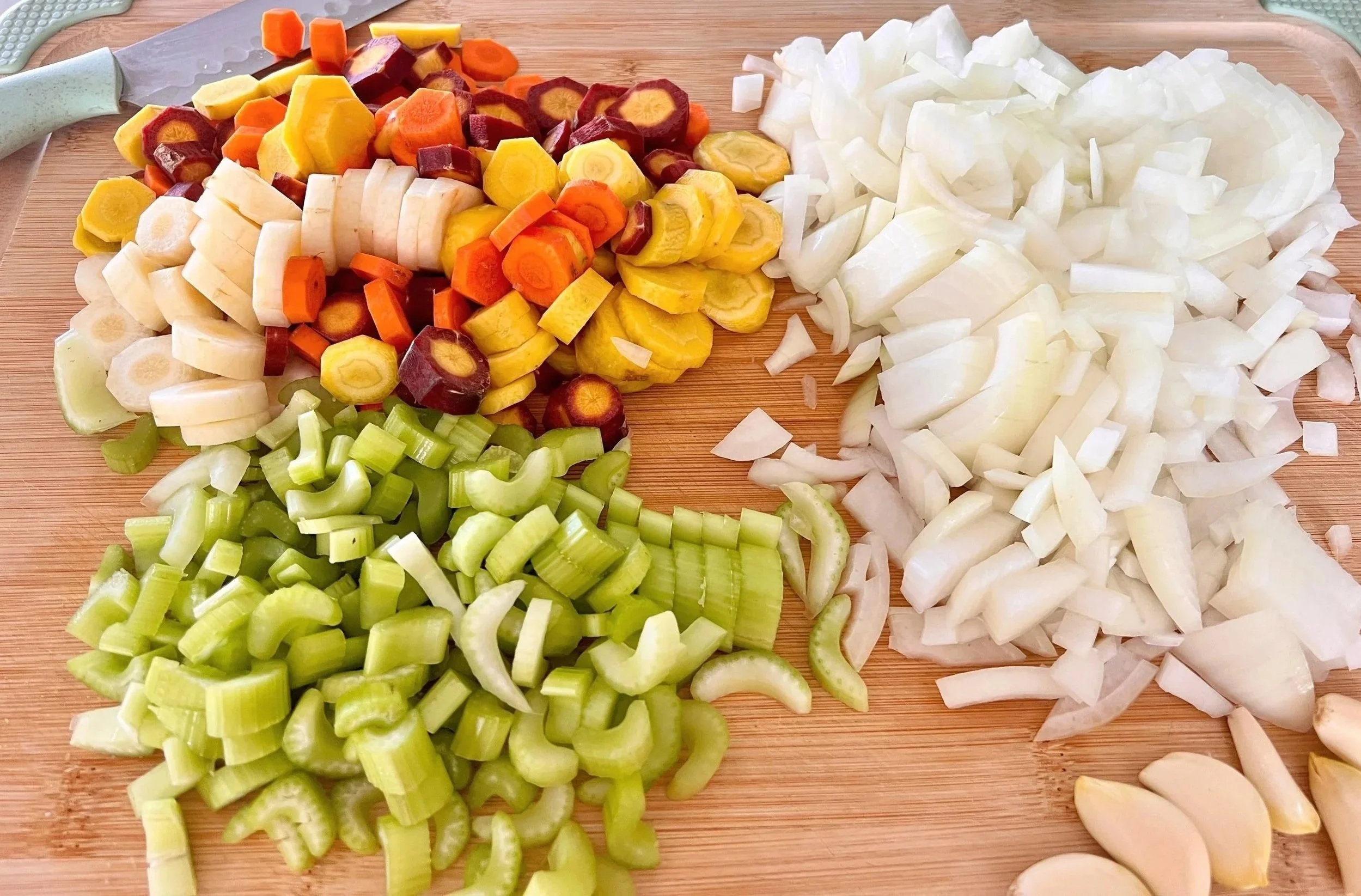 Chopped up vegetables expressing cooking as a therapeutic tool for me
