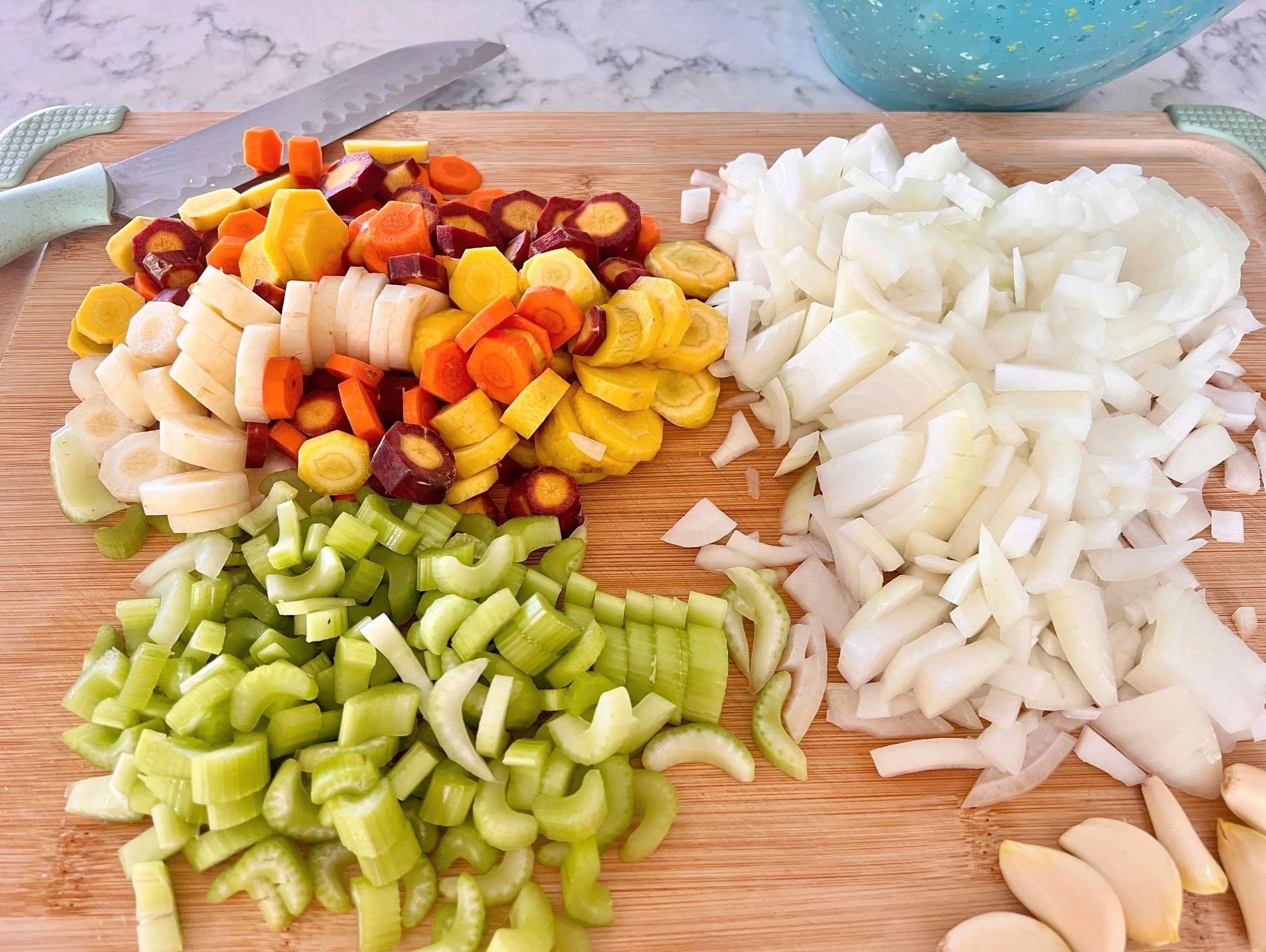 Chopped up vegetables expressing cooking as a therapeutic tool for me