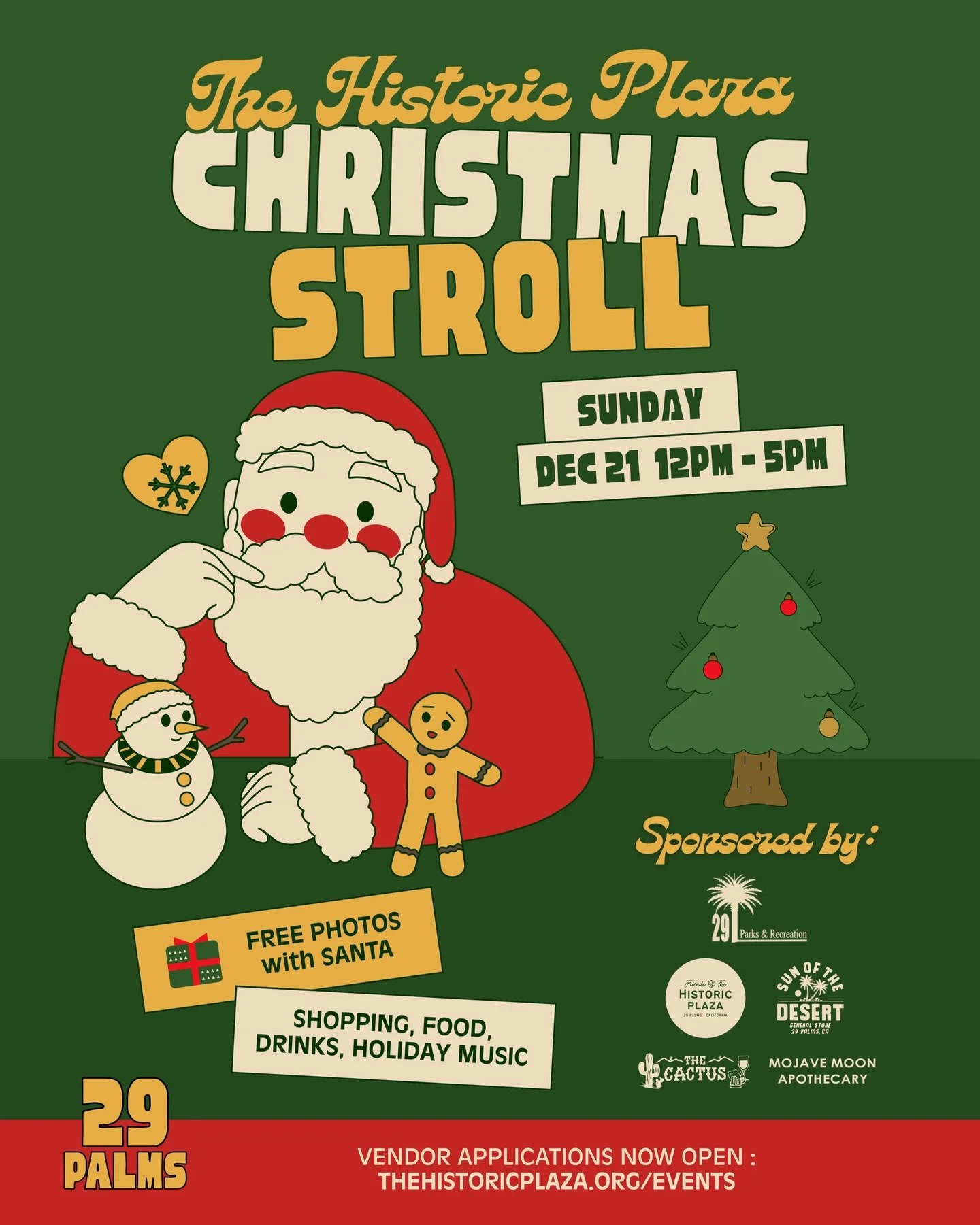 The most magical time of the year! ✨
Join us at The Historic Plaza Sunday, Dec 21 from 12-5 for our 2nd Annual Christmas Stroll 🎄

Shopping, Festive Food + Drinks from Local Favorites, Live Music, and FREE Photos with Santa! 🎅🏽📸

🎁 Kids Stocking
