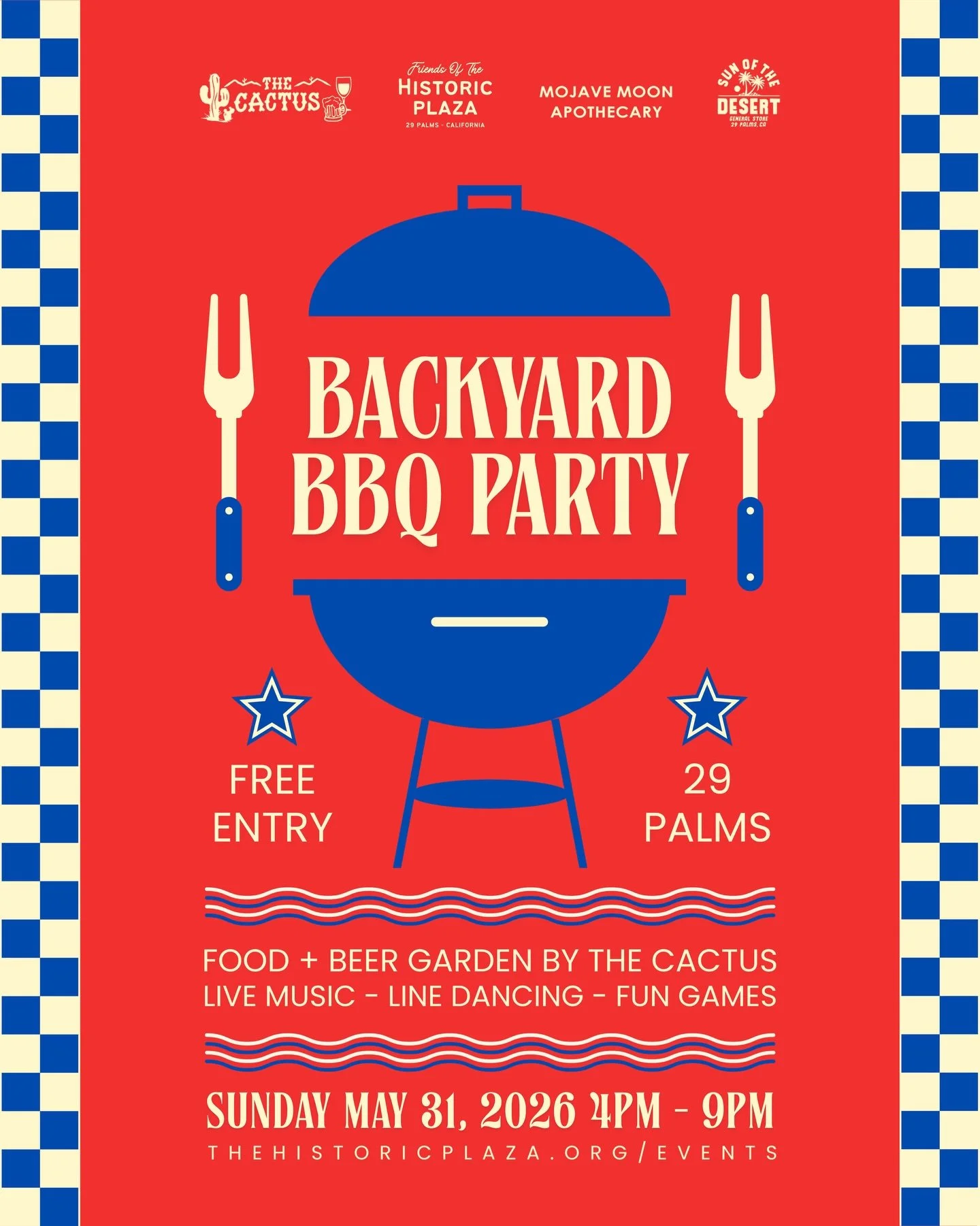 We&rsquo;re dusting off our cowboy boots, the grills are fired up, and the Backyard BBQ Party is rolling back into The Historic Plaza on Sunday, May 31, from 4pm - 9pm
🎸 Live Music from @losponchotones 🌭 Grilled BBQ Favorites from @thecactus29 