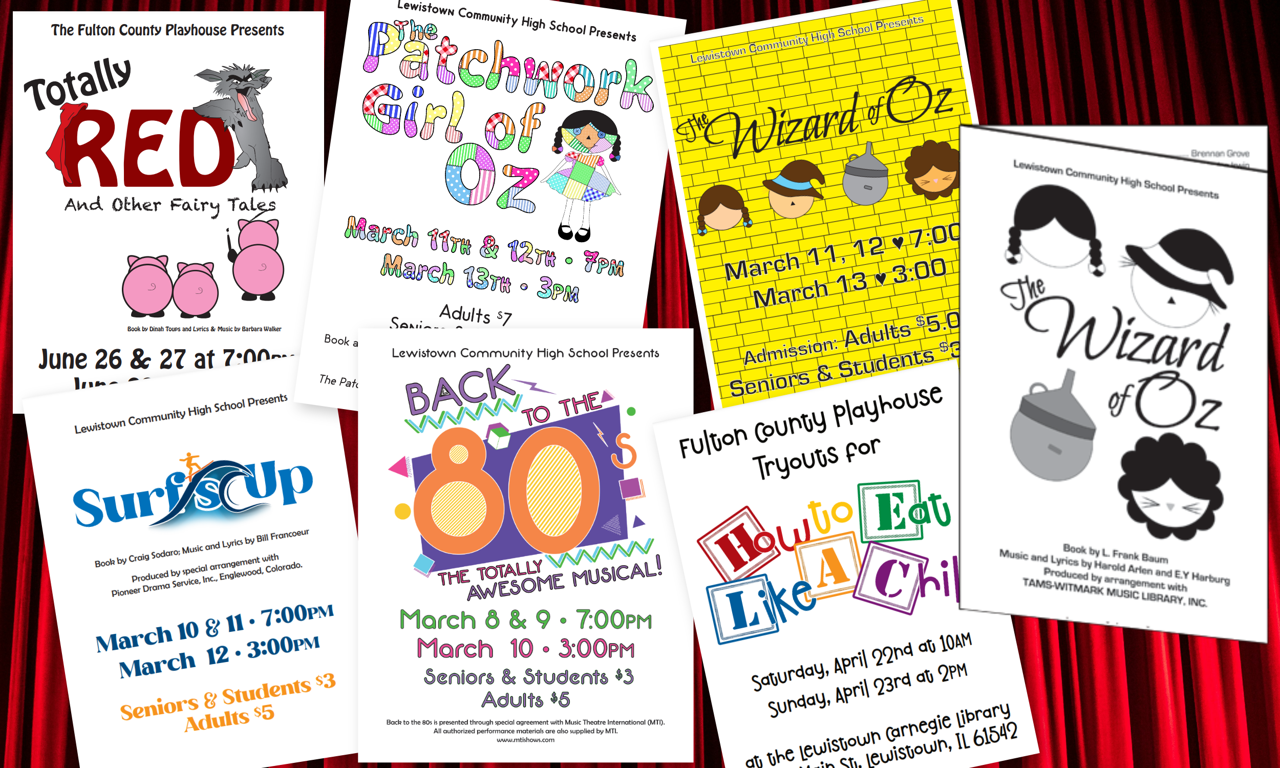 As part of an ongoing volunteer project for the Lewistown High School Drama Club and the Fulton County theatre, I develop creative for their on going productions. This includes logos, signage, posters, t-shirt designs, social media graphics, and 4 p