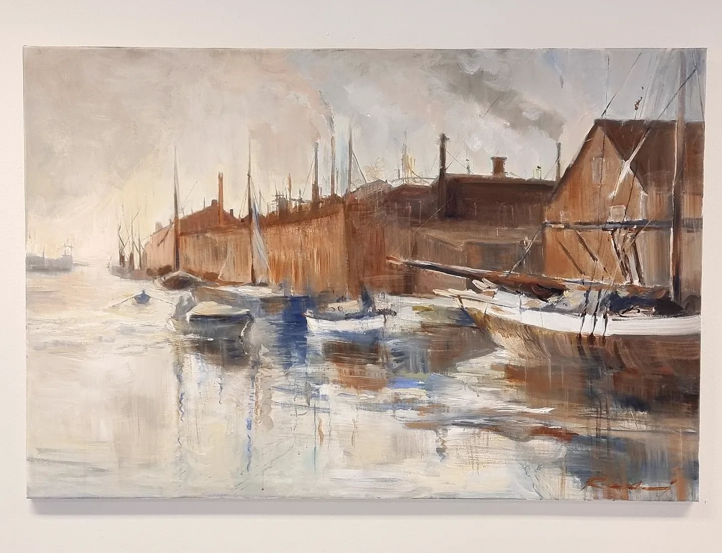 Maleri etter foto, Anders Beer Wilse.
Fotograf og kjent for sin dokumentasjon av Norge 

Nyland verksted, bj&oslash;rvika 
Akryl p&aring; lerret, 120x80 cm.