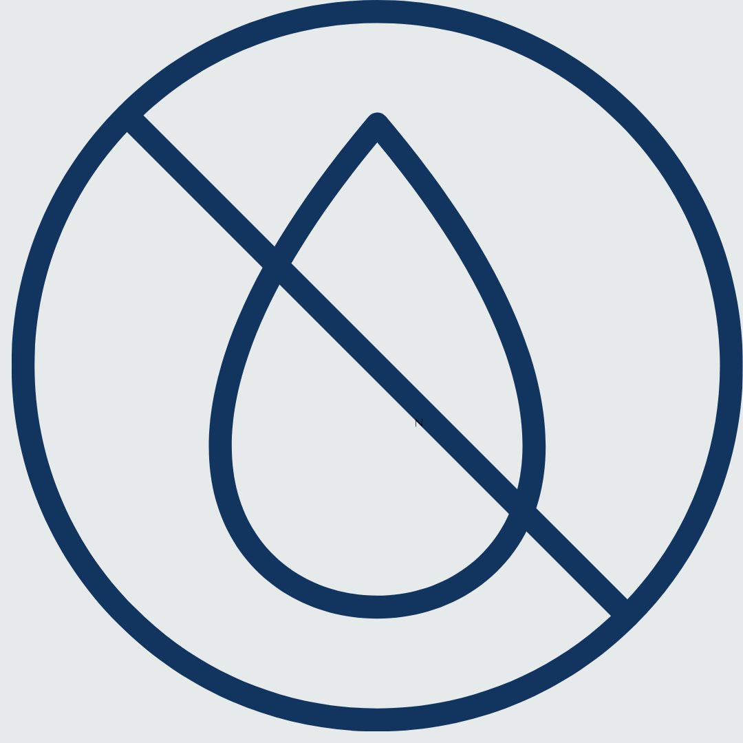 No-water icon reminding guests to keep lashes dry after a lash lift and tint treatment.