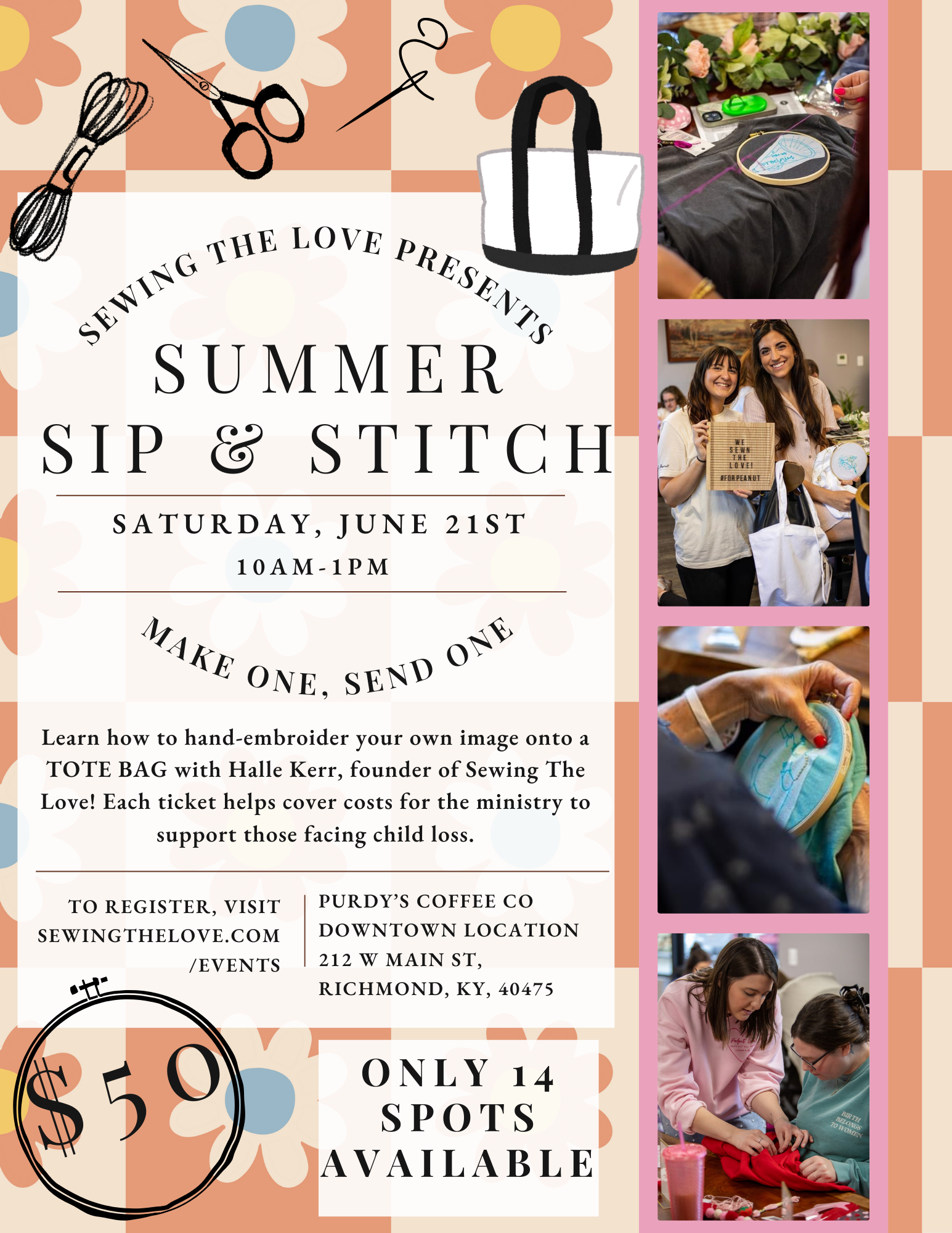 Summer Sip & Stitch--Embroidery Workshop with Halle Kerr