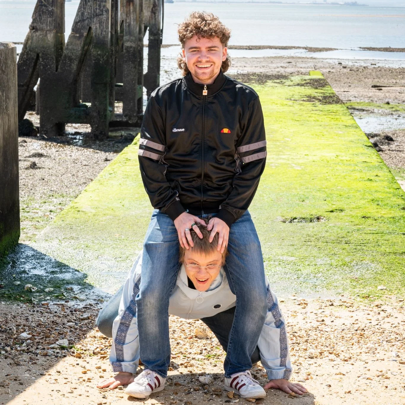 Nathan Bennett and Denny Keil mucking around in Southend