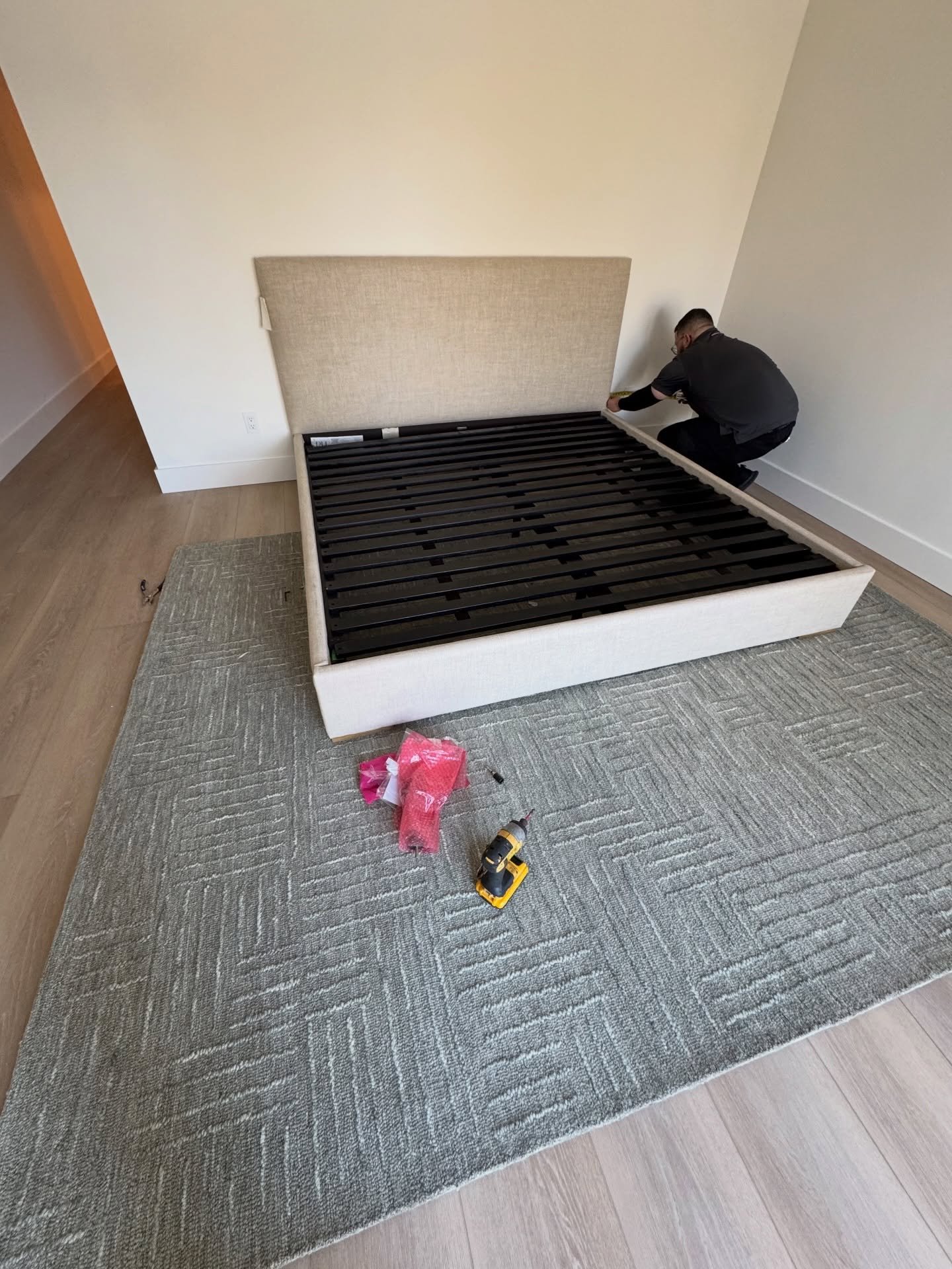 Furniture Installation with Casa M! So excited to see the master bedroom come together. 

When you hire a designer to help you make your space special, you get the best results. 

That means my team unboxes, checks for damage, delivers the furniture,