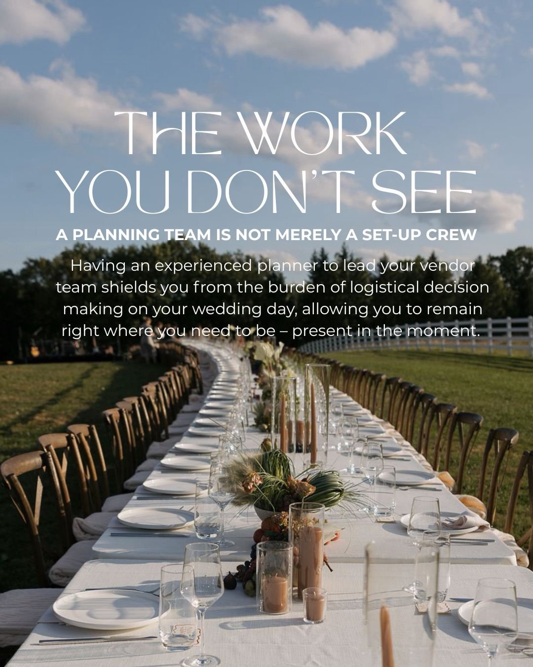 The most important work we do as planners is the work that goes unseen. 

The best weddings feel effortless not because nothing happens, but because a professional team was there to handle it before you ever noticed. 👏🏻

Bride: @baileeklaben 
Groom
