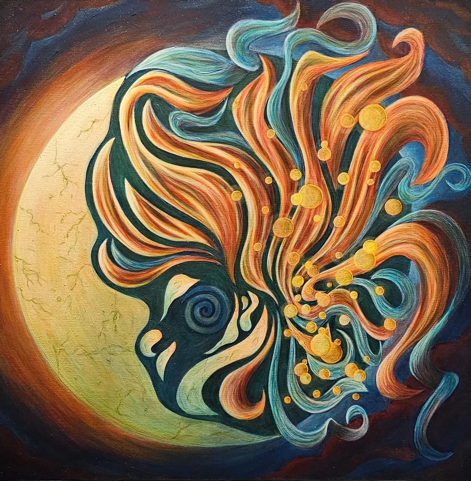 The Crone's Waining Cresent, Acrylic on canvas - 24 x 24 x 1.5
