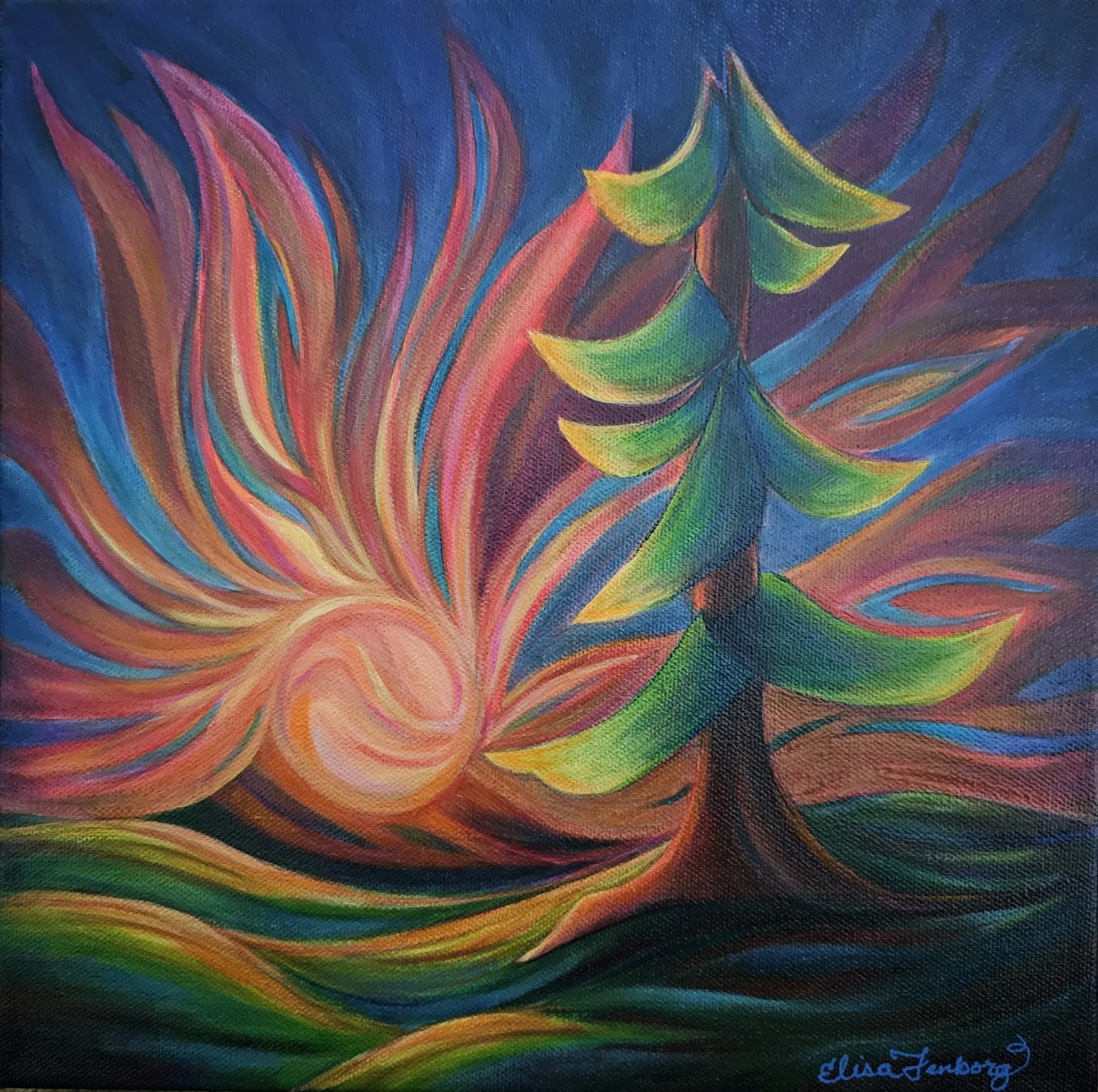 Awakening, Acrylic on canvas-12 x 12x x 1.5