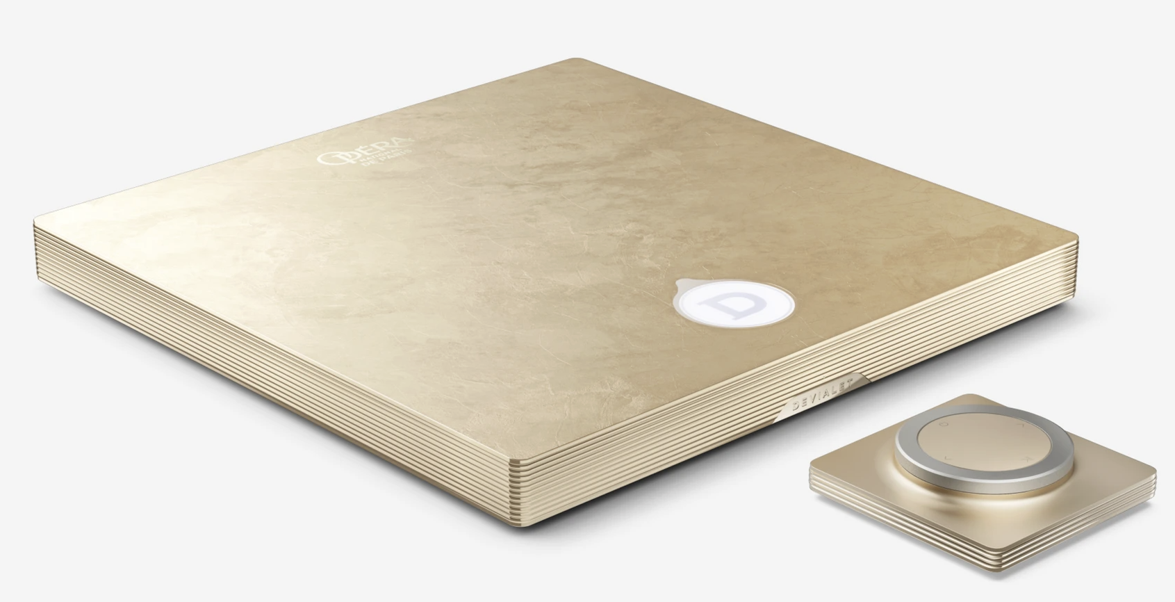 The golden Devialet Astra Opéra de Paris amplifier