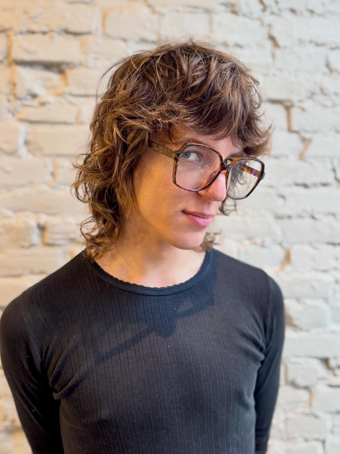 a drycut for Hance, by Heather. #wolfcut #shag #curlyhair #boybangs #drycut