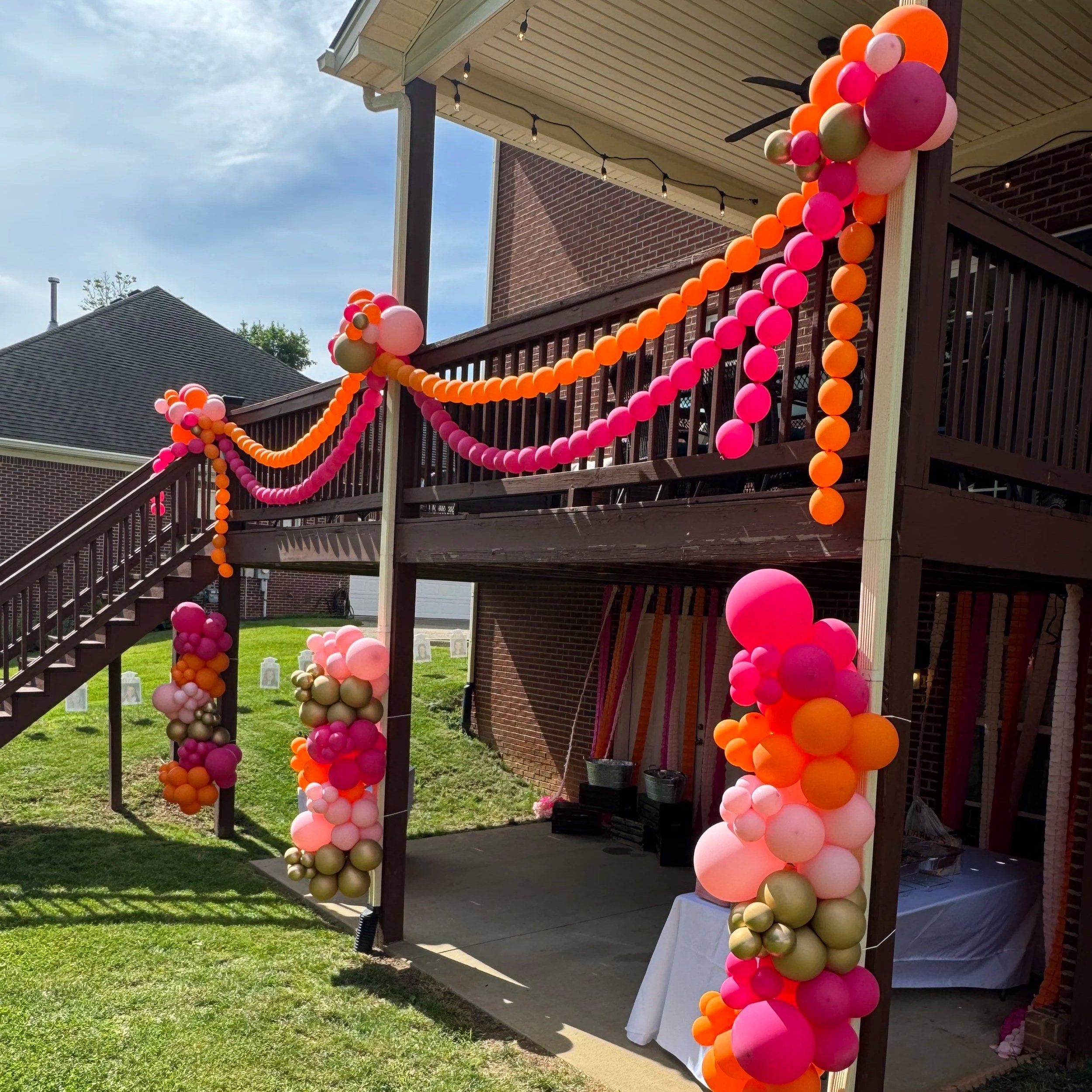 Orange and Pink Graduation Party | Balloon Garlands with Balloon Beads and Clusters | Louisville, KY