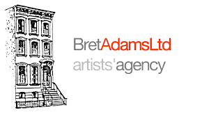 Logo of Bret Adams Ltd art gallery with a black and white illustration of a building