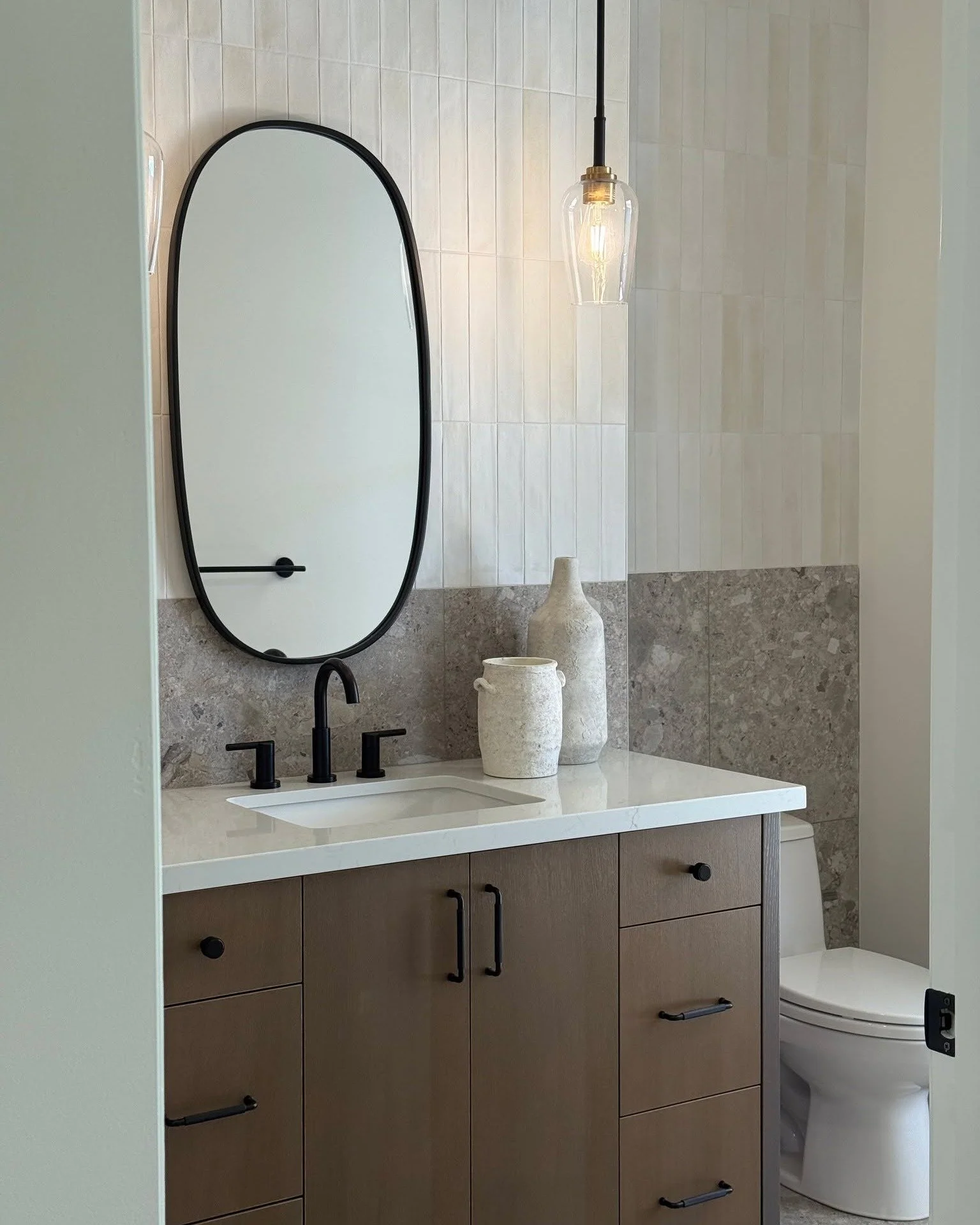 Every detail was chosen with intention&mdash;rich tones, soft lighting, and unique touches that turn this guest bath into a space that feels warm, welcoming, and effortlessly elevated 🤍