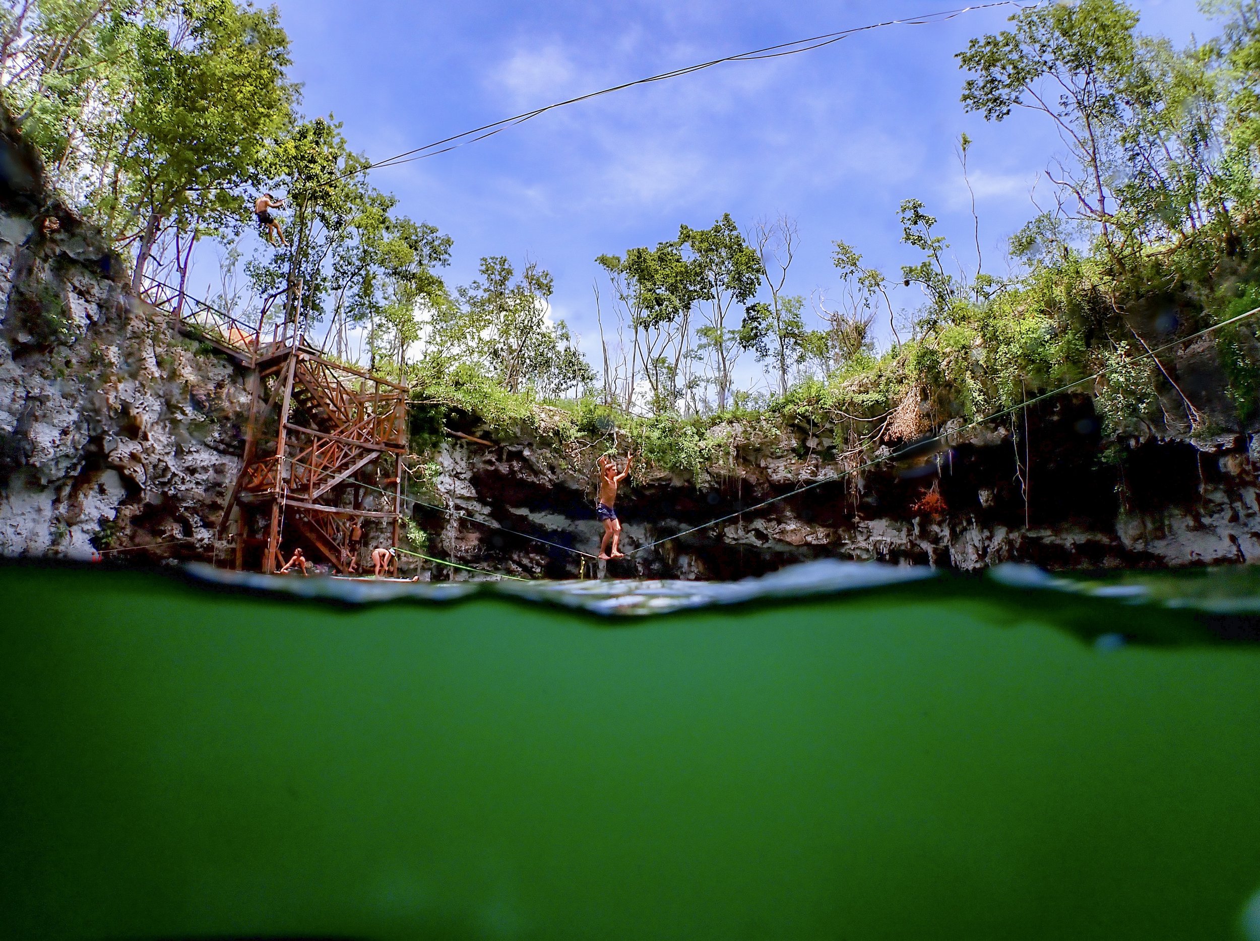 MARCH: Slacklines at Cenote Yaakun | Cenotes are freshwater sinkholes in Mexico’s Yucatán Peninsula. They’re not only beautiful natural spaces, but also hold historical and cultural significance to the Maya people. Scroll down for scuba diving advent