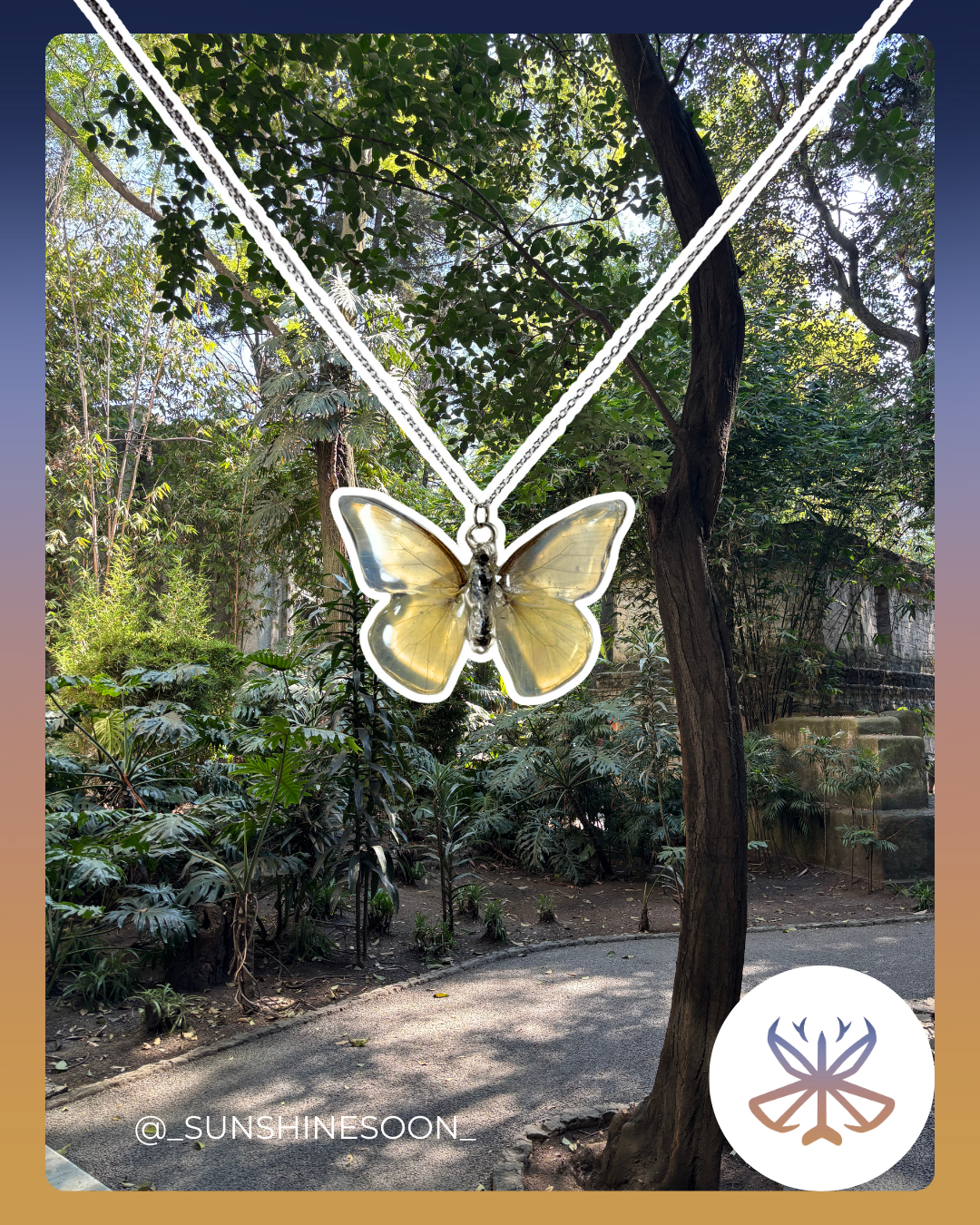 Small white Full Butterfly Necklace