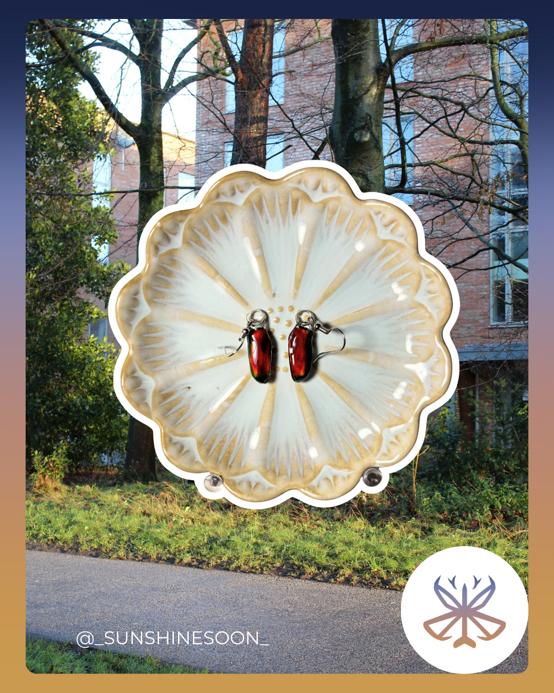 Red Flower Beetle Earrings