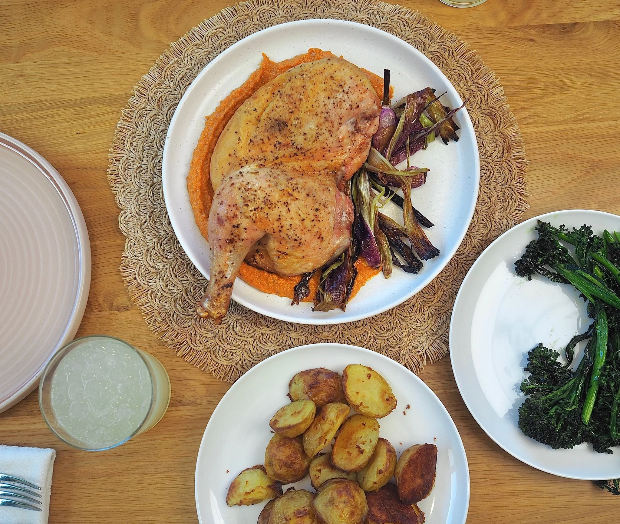 Roast Chicken with Spring Onions &amp; Romesco
