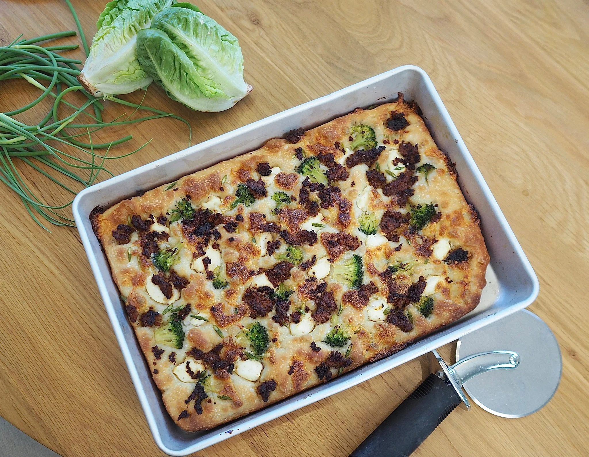 Pan Pizza with Ricotta and Broccolini