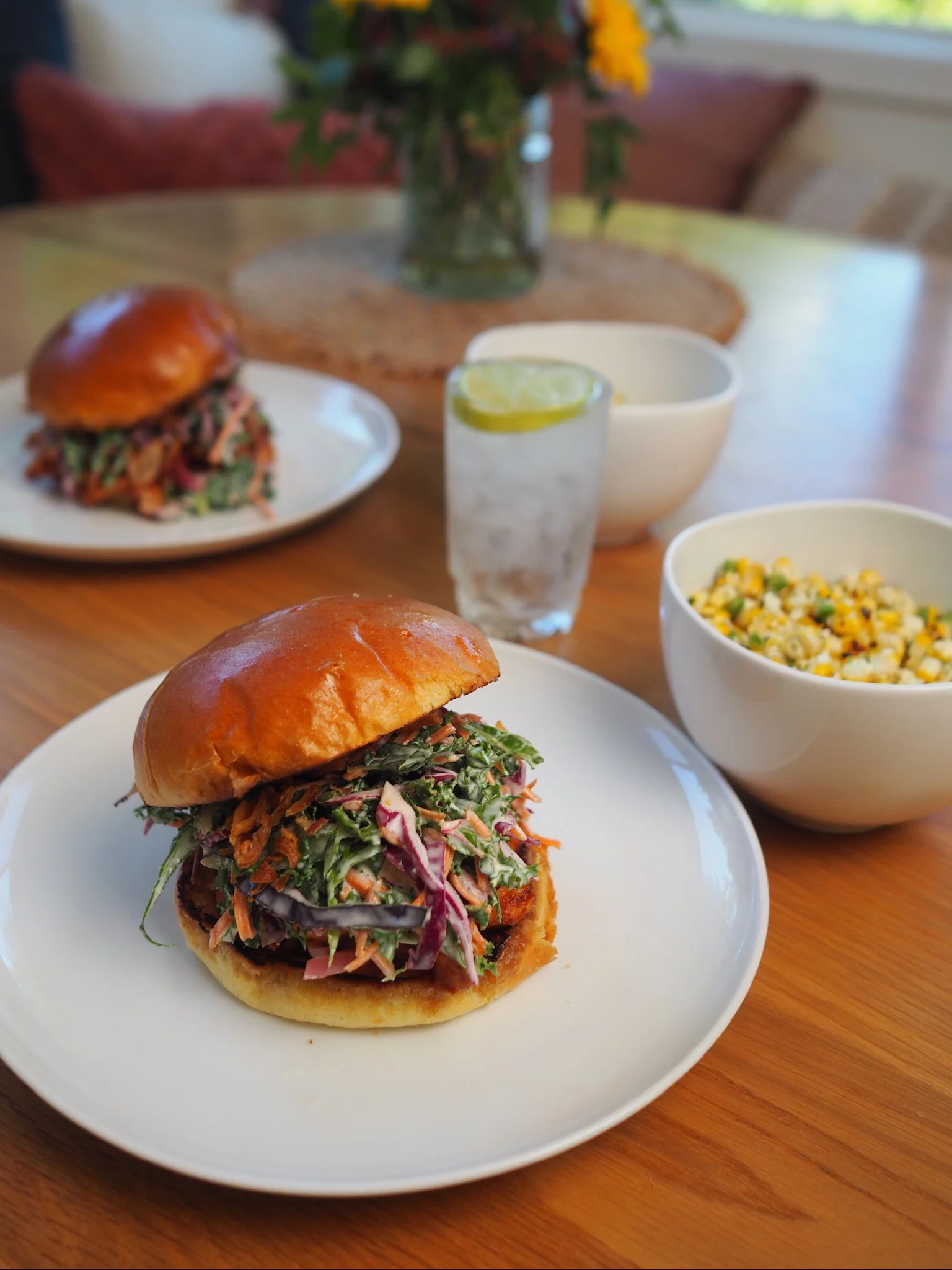 Barbecue Chicken Sandwich with Corn Salad