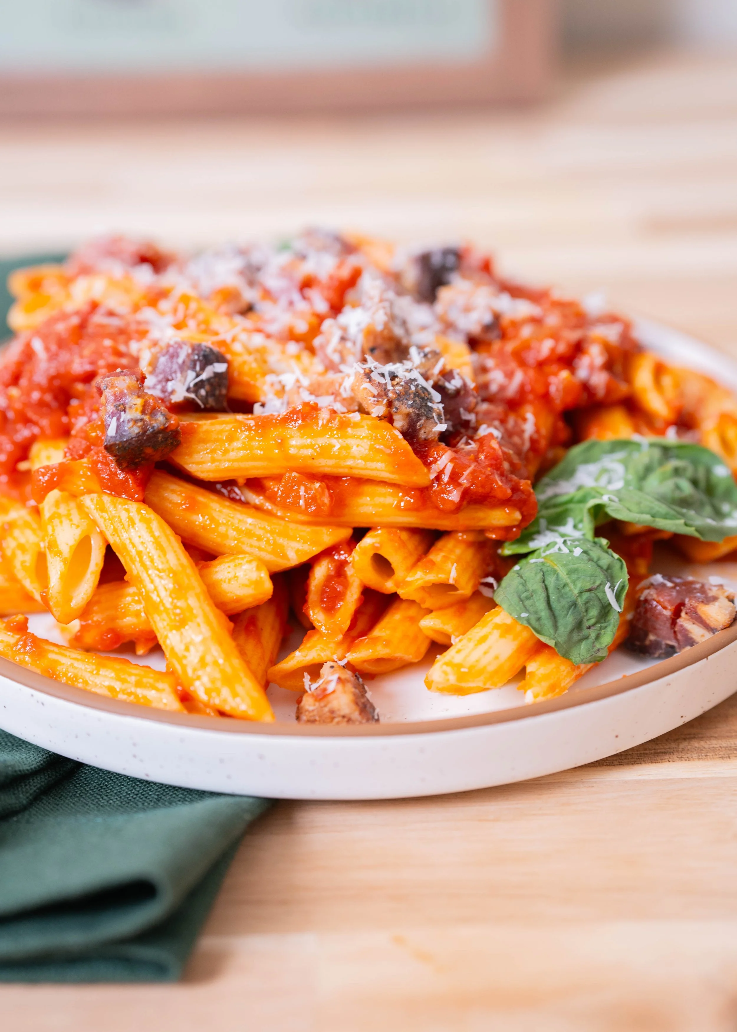 Penne Arrabiata with Kale Caesar