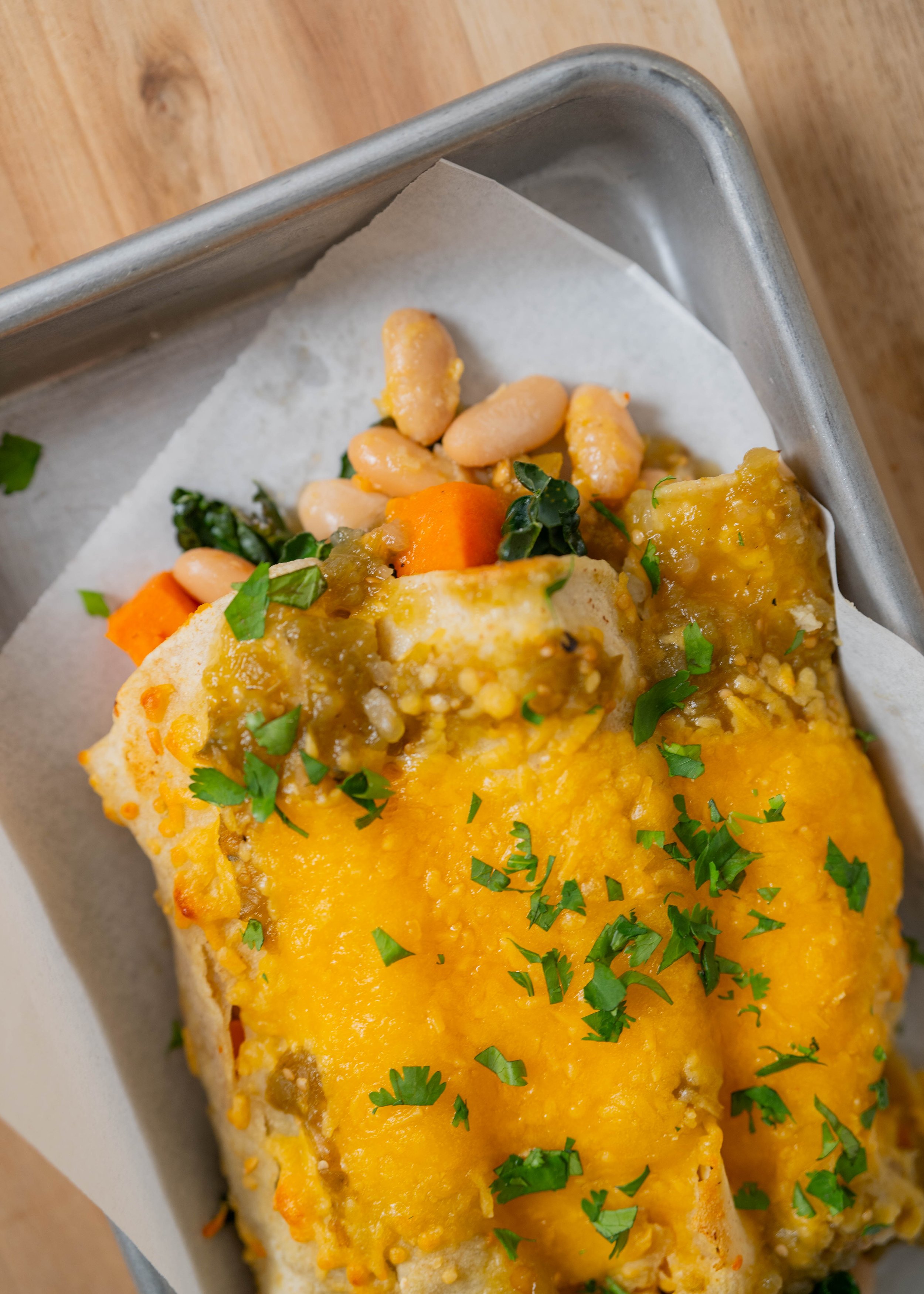 White Bean &amp; Turkey Enchiladas with Zucchini Salsa