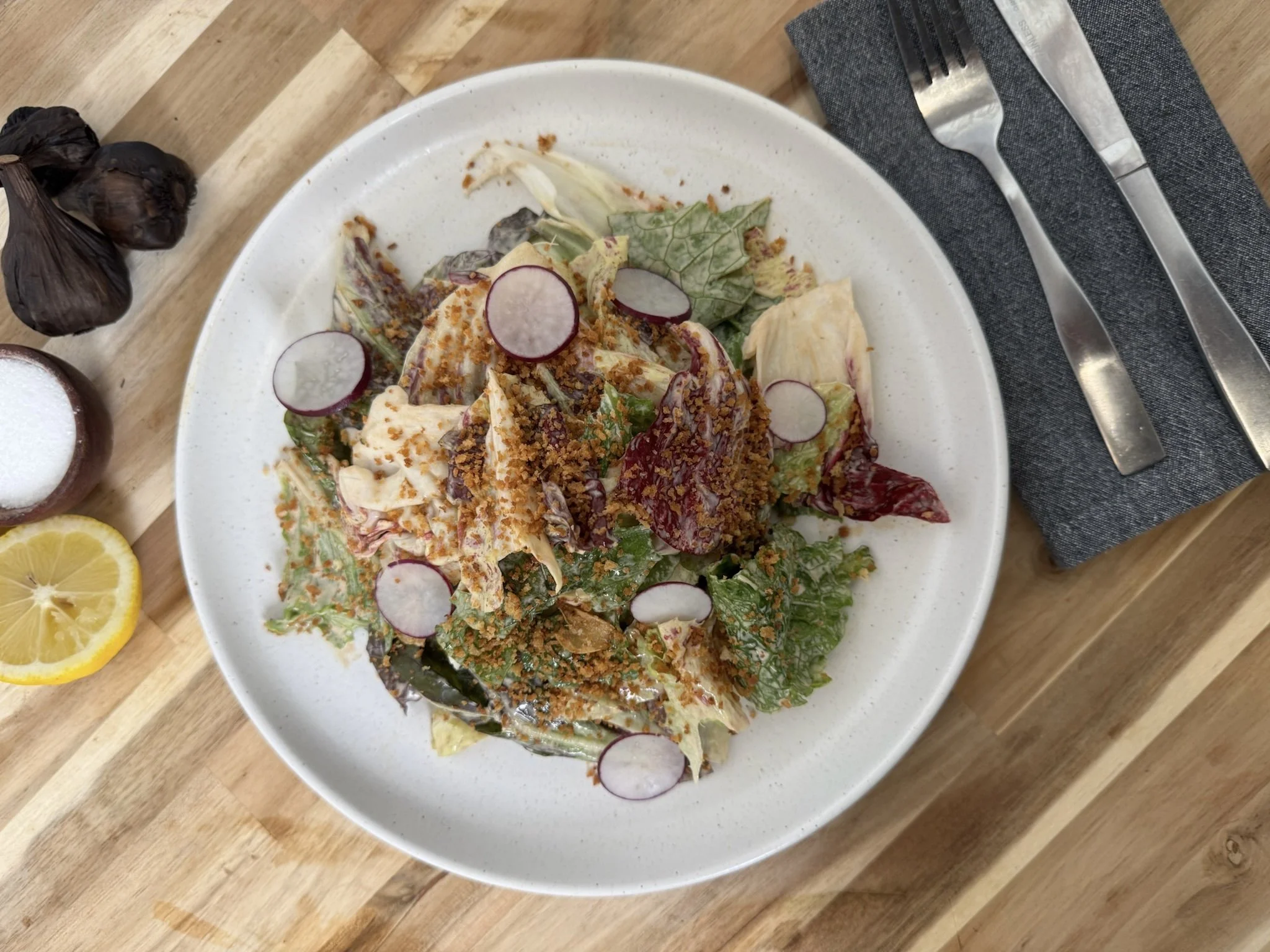 Black Garlic Caesar Salad