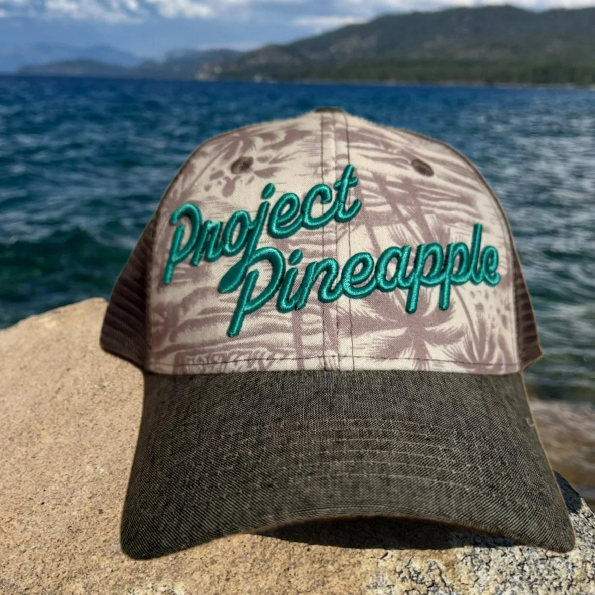 Grey Palm Snapback - Teal Edition