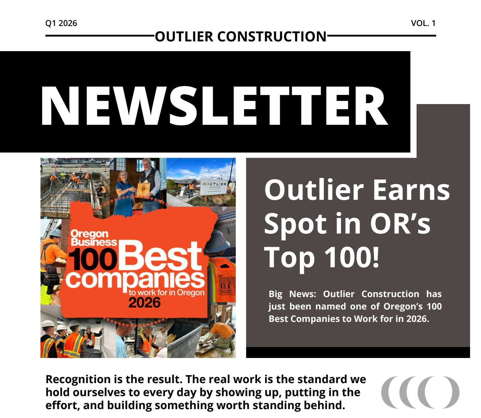 New wins. New projects. Big momentum.

Our Q1 Newsletter is live featuring Oregon&rsquo;s Top 100 recognition, team highlights, career growth, and what&rsquo;s next!

Check it out:
🔗 https://outlierbuilt.com/news/q1-2026