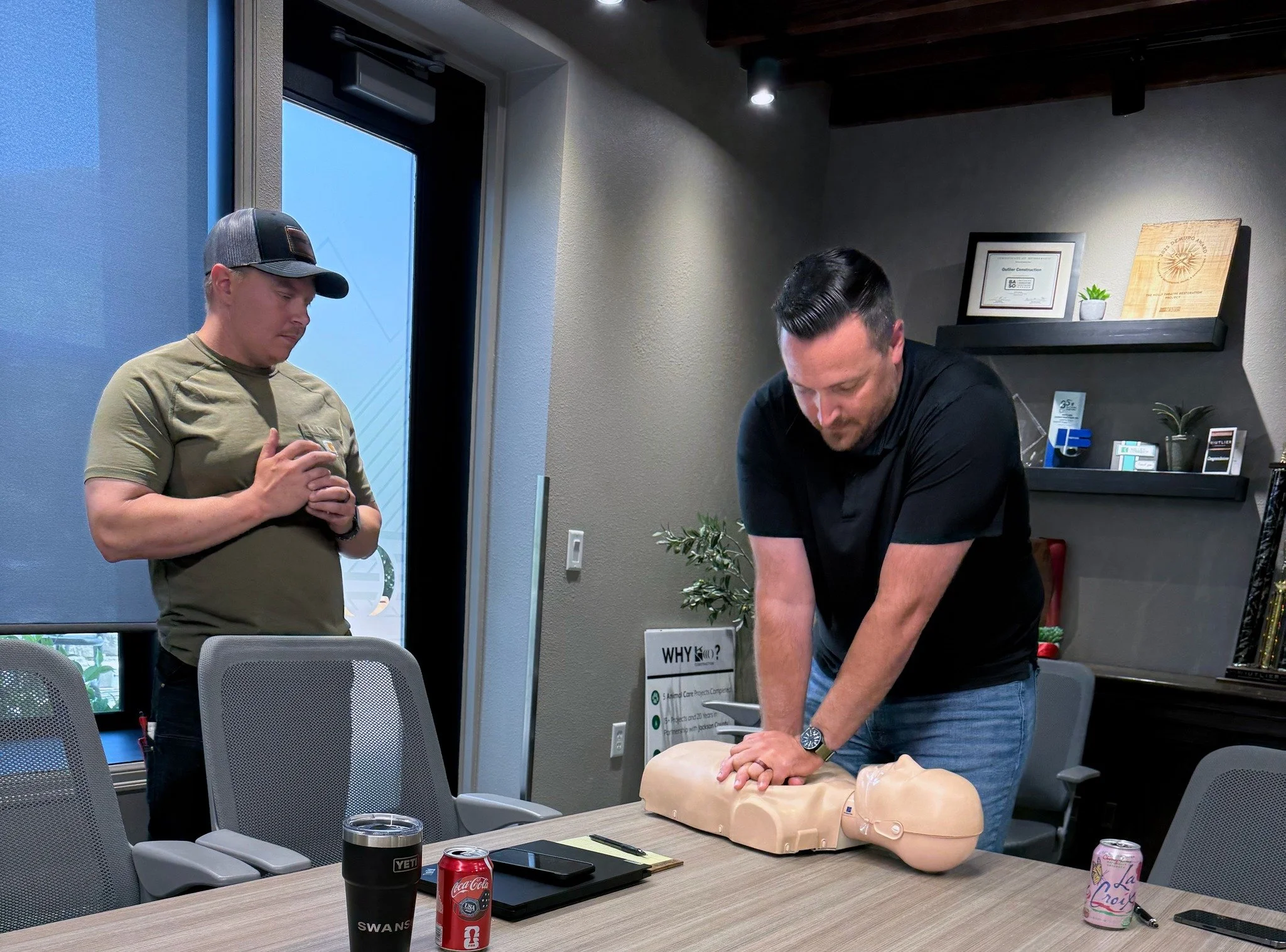 Safety is more than hard hats and harnesses.  Proud of our crew for taking CPR training today so we can look out for one another both on and off the jobsite. 🖤