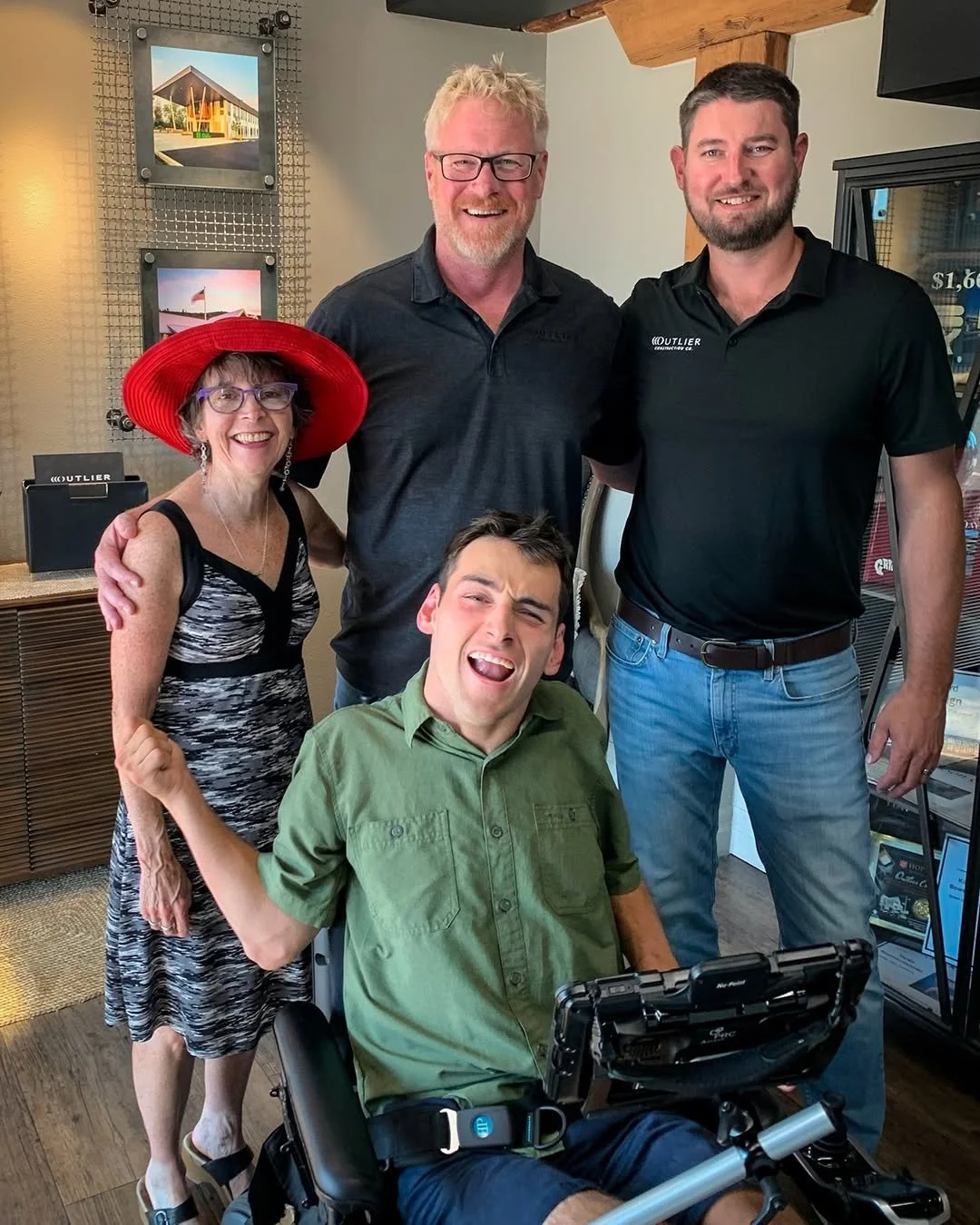 Ashland High School Valedictorian, Luke Hogan-Laurenson and his mom, Jane, stopped by the Outlier office with thank-you cards for our team after we were able to partner with United Way of Jackson County and Daily & Sons Excavation to build and donate