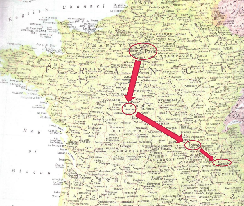 Map of the journey taken by Eva's family during World War II