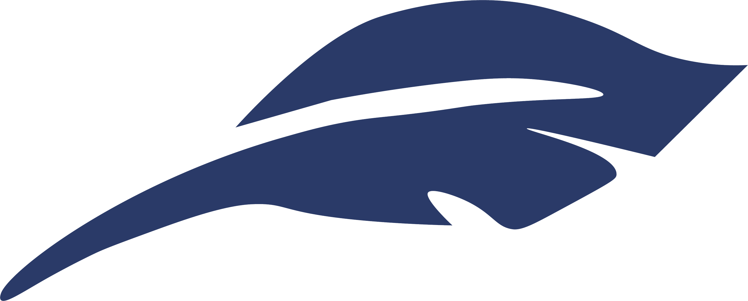 Stylized navy blue abstract shape on a transparent background