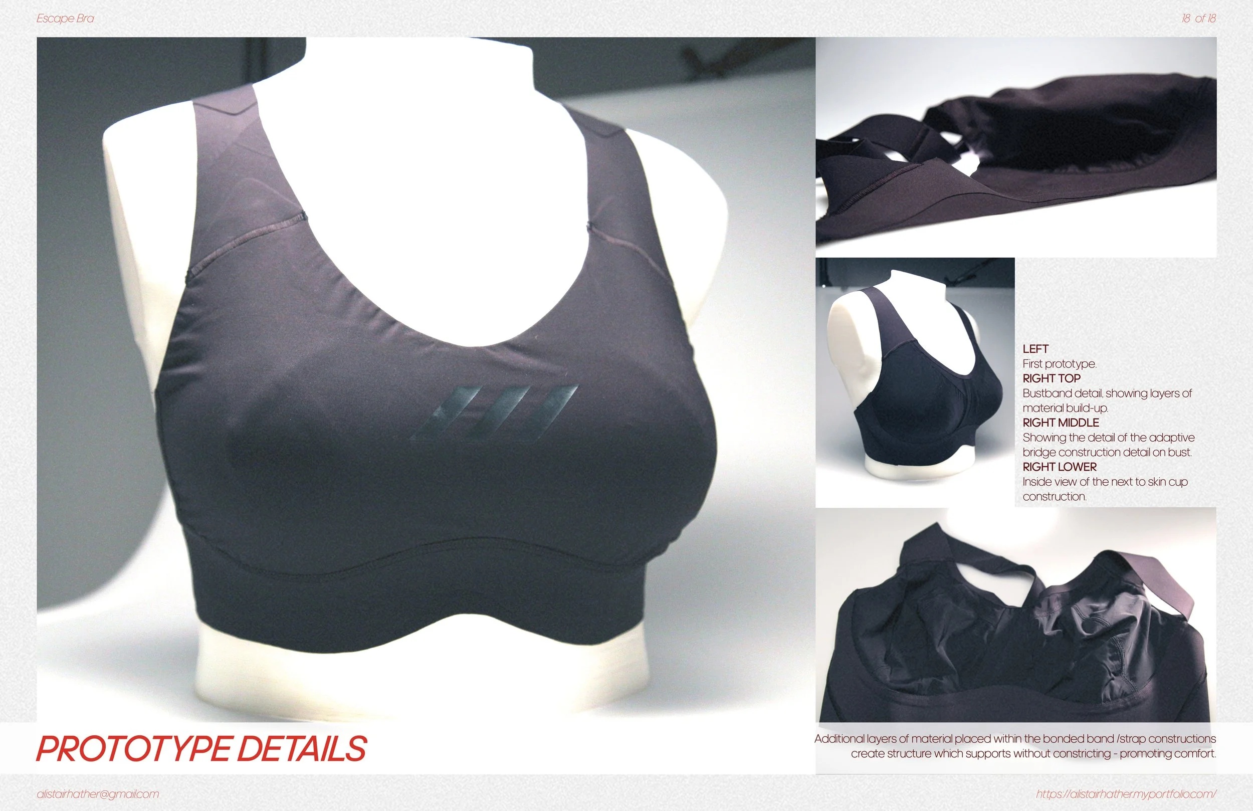 Prototype images, showing support structures + internal breast separation and motion control details.