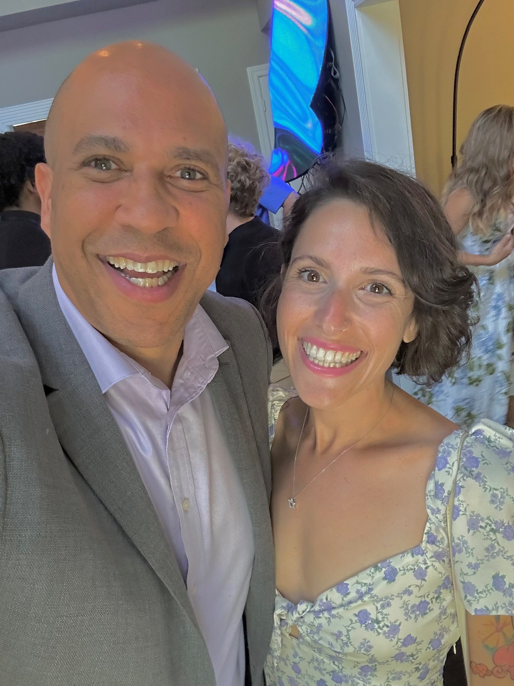 Hosting Senator Corey Booker at her home