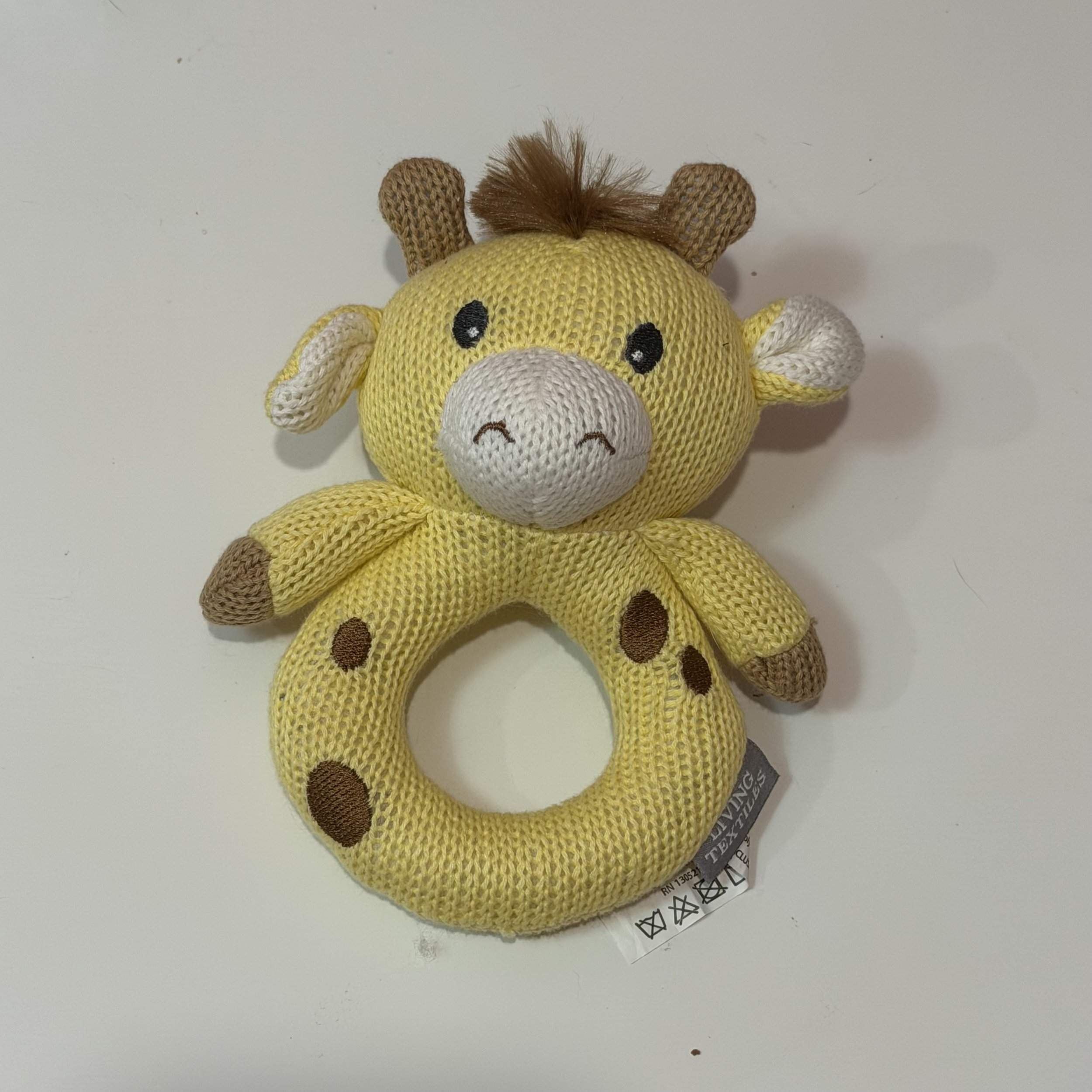 Noah the Giraffe knitted rattle