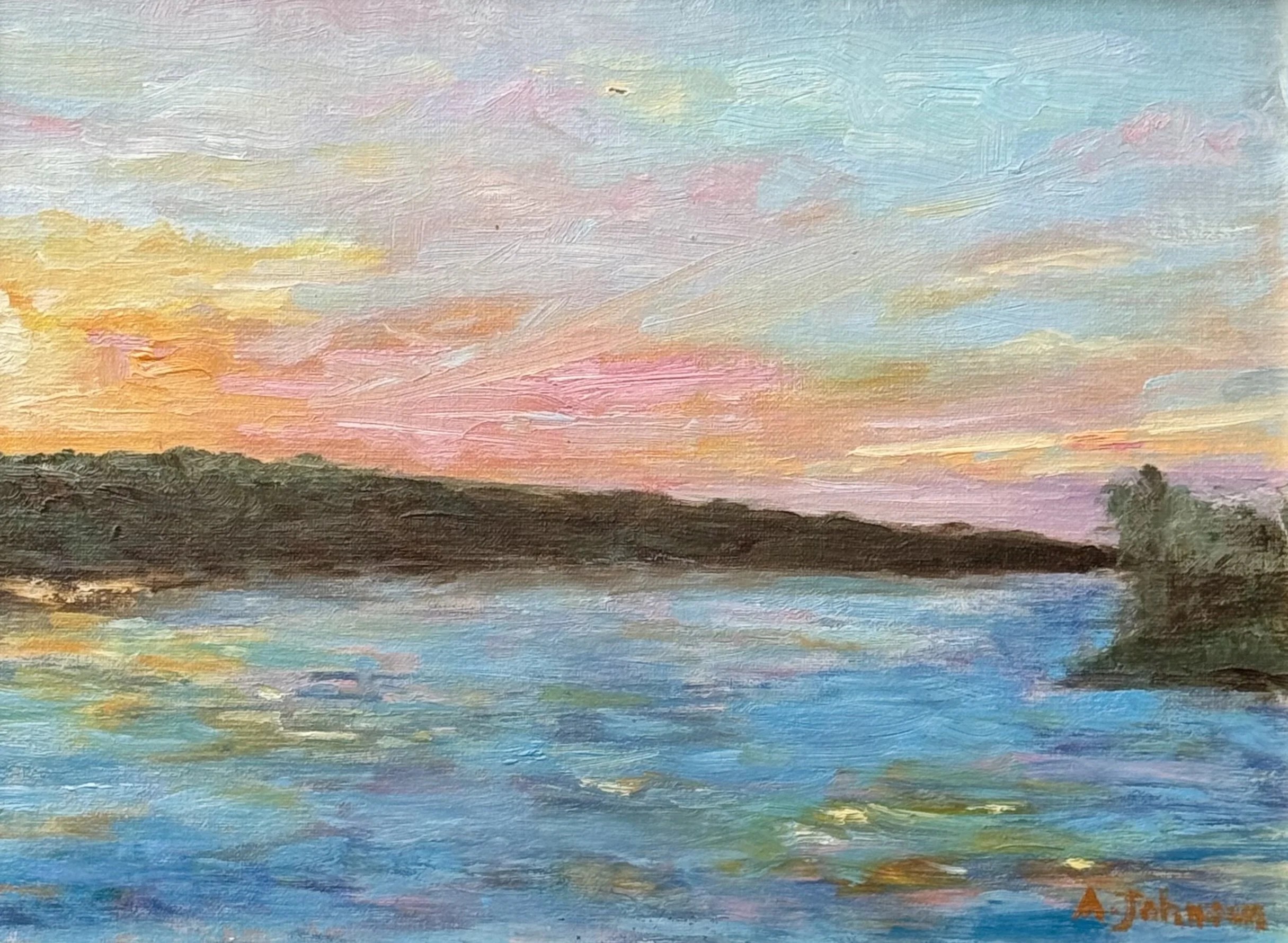 Sunset Over Lady Bird Lake
Oil on Linen
9"x12"
$450



