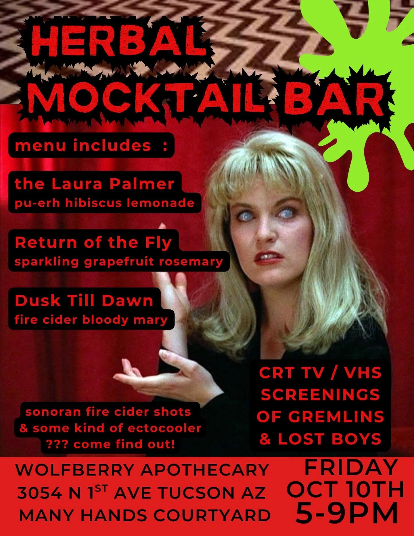 HERBAL MOCKTAIL BAR 🍹🧪🩸

this friday at the @homeward.books night market!

i created a killer mocktail menu that i&rsquo;m super duper proud of 🤓 and we&rsquo;ll be serving fresh popcorn all night!

funds raised from concessions sales help sustai