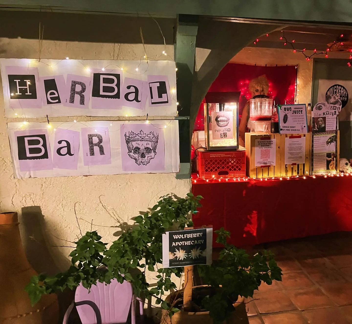 HUGE THANKS to everyone who came out and made the mocktail bar / apothecary soft opening a success! 

together we raised about $550 towards the wolfberry mutual aid fund which will help cover materials and labor for our ongoing solidarity efforts and
