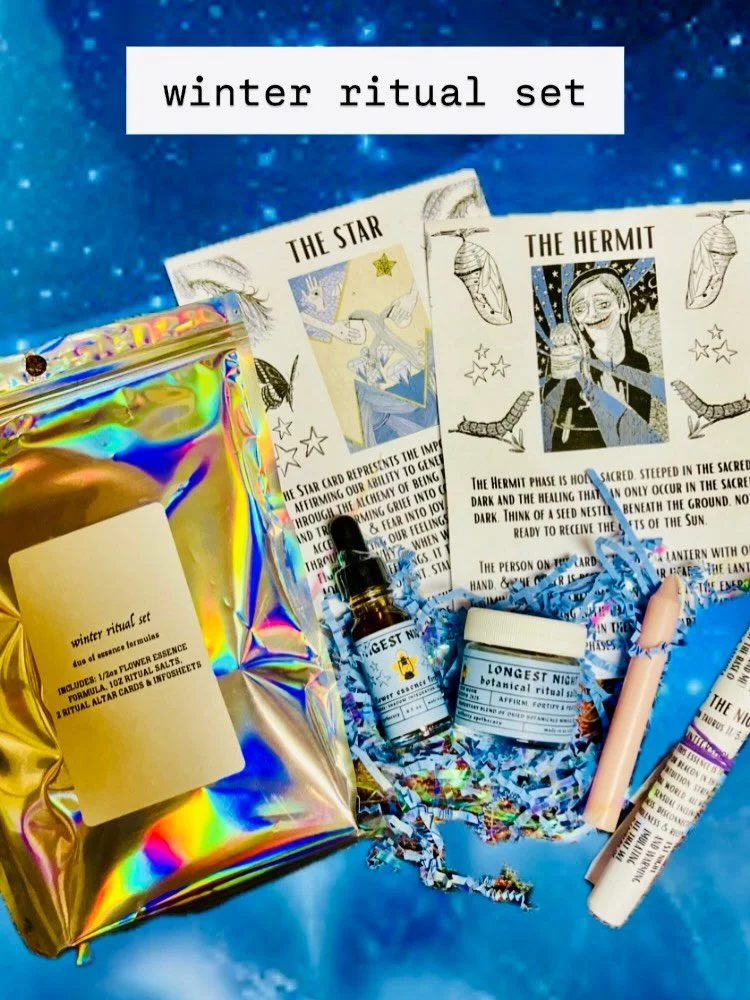 winter ritual set 🔮

a collaboration between @high.moon.femme &amp; @guardianoftheheart , these sets are meant to be used throughout the winter season to help clear and refine energy leading up to the lunar new year in february. 

featuring a 1/2 oz