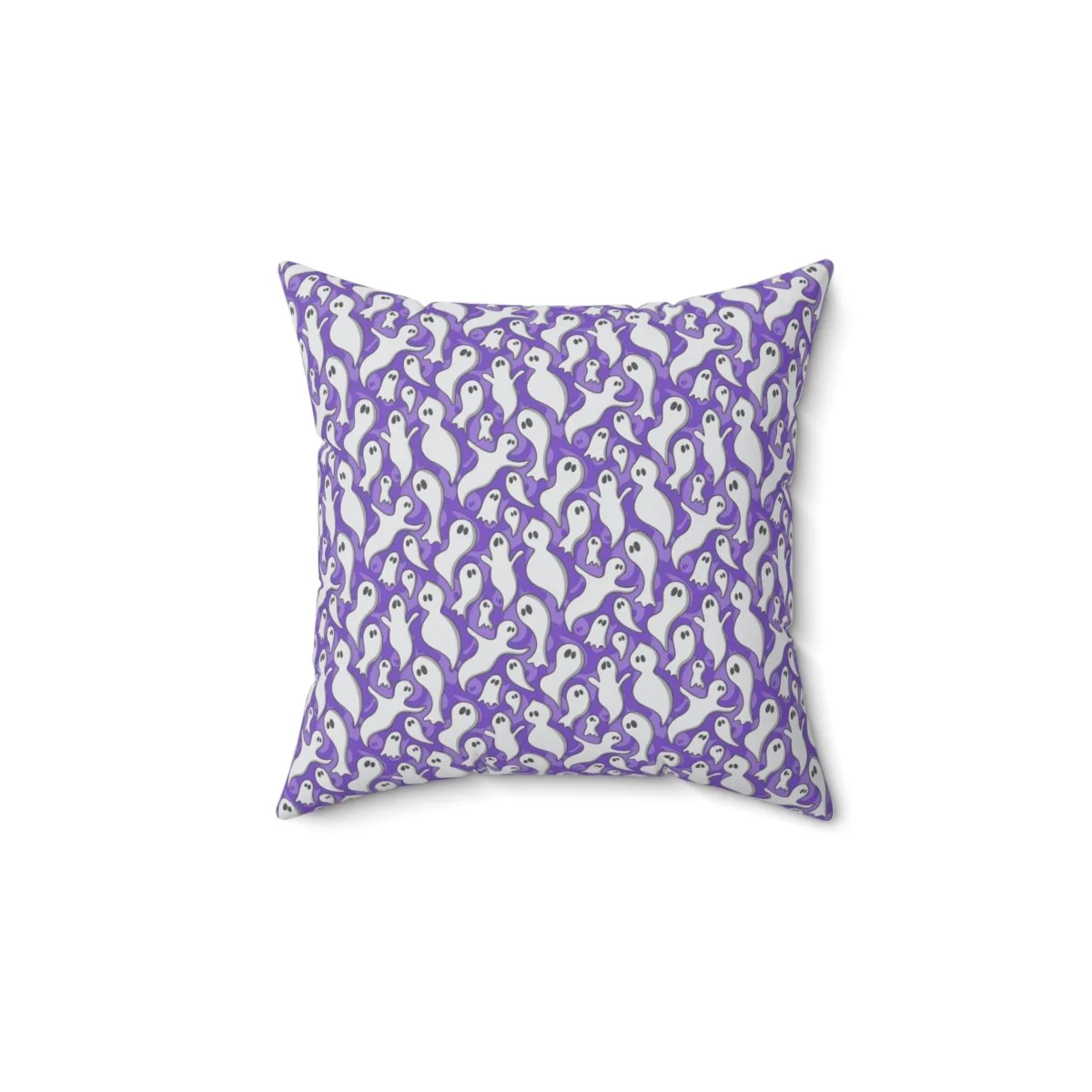 Halloween Spooky Ghosts Decorative Square Pillow with Purple Background
