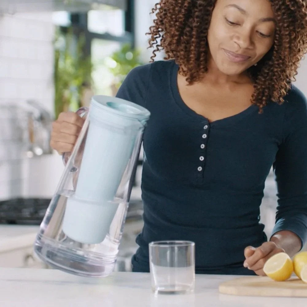 LifeStraw Home Pitcher BPA Free Plastic 7 Cup in Stormy Blue color