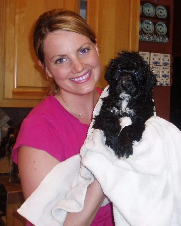 Katie and Hoover first bath.JPG