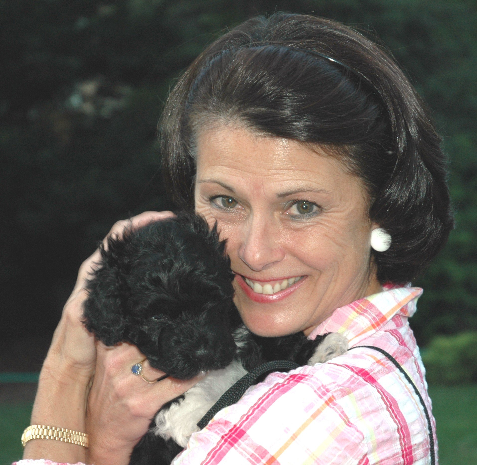 Barbara with Yellow boy at d puppy party.JPG