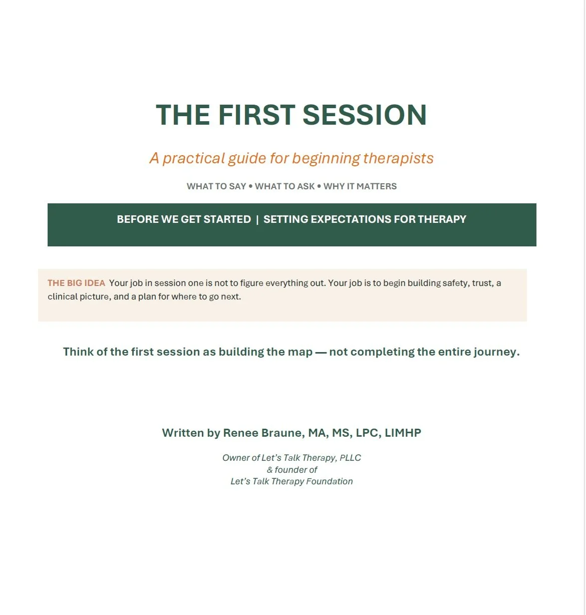 The First Session: A Practical Guide for Beginning Therapists