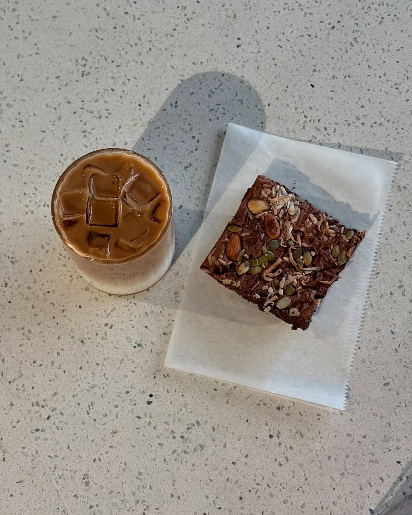 Not a match for the weak; triple shot caramel latte hand in hand w the most perfect organic  seed brownie

#chaiguy #chaiguyy #chainyc #nyc #nycfood #nycdrinks #nyccoffee #coffeenyc #nycfoodie #pakistani #pakistanichai #pakistanifood #kaafi #kaafinyc
