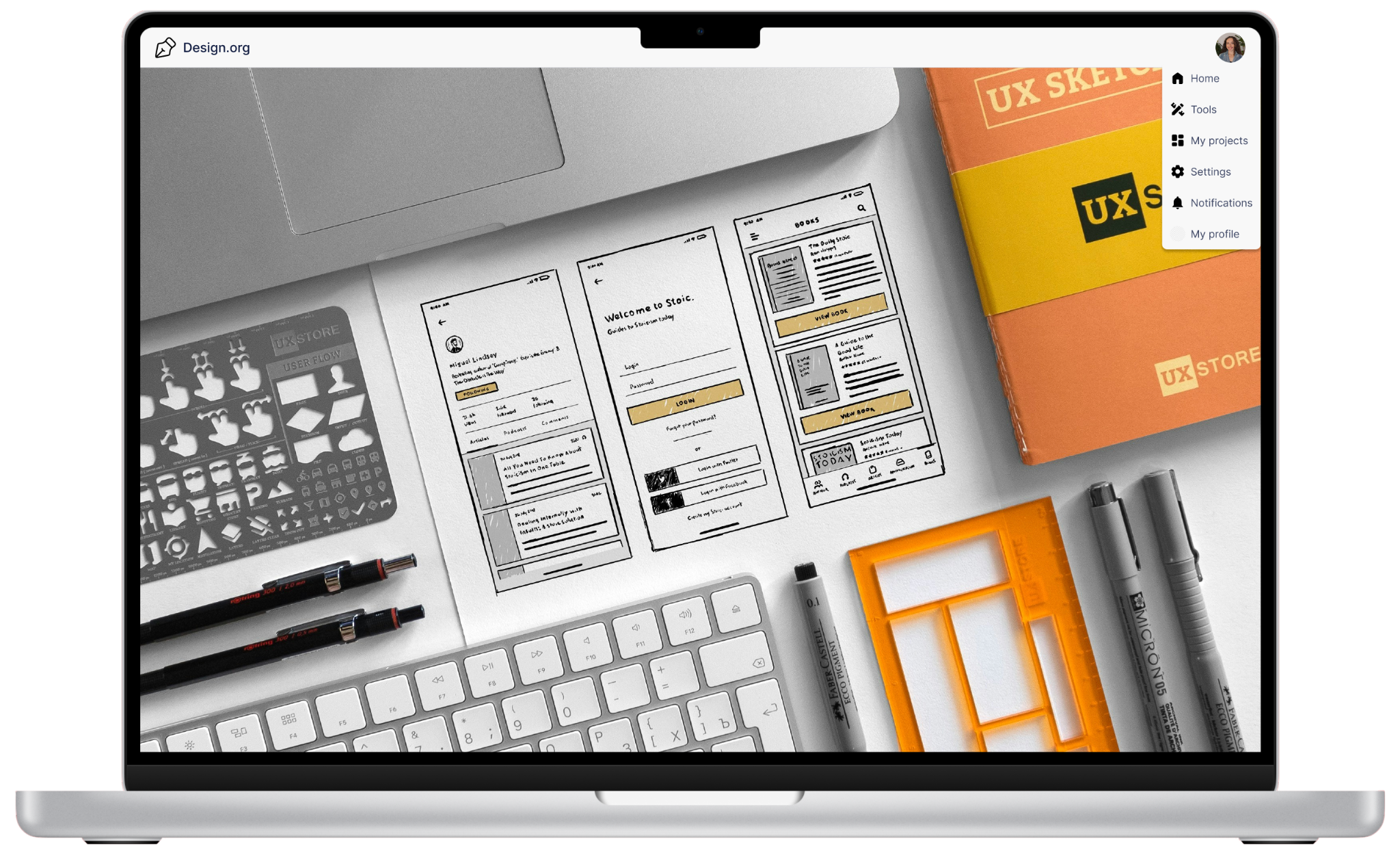 Click the profile icon for vertical navigation pop-up