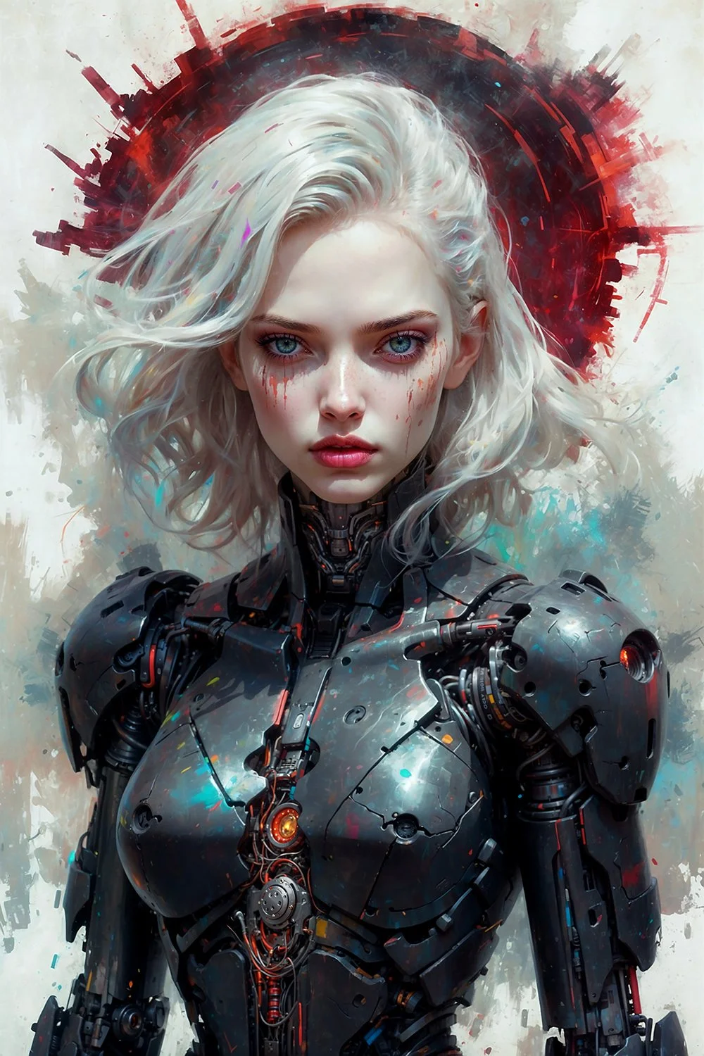 Female cyborg warrior, futuristic sci-fi art, digital painting