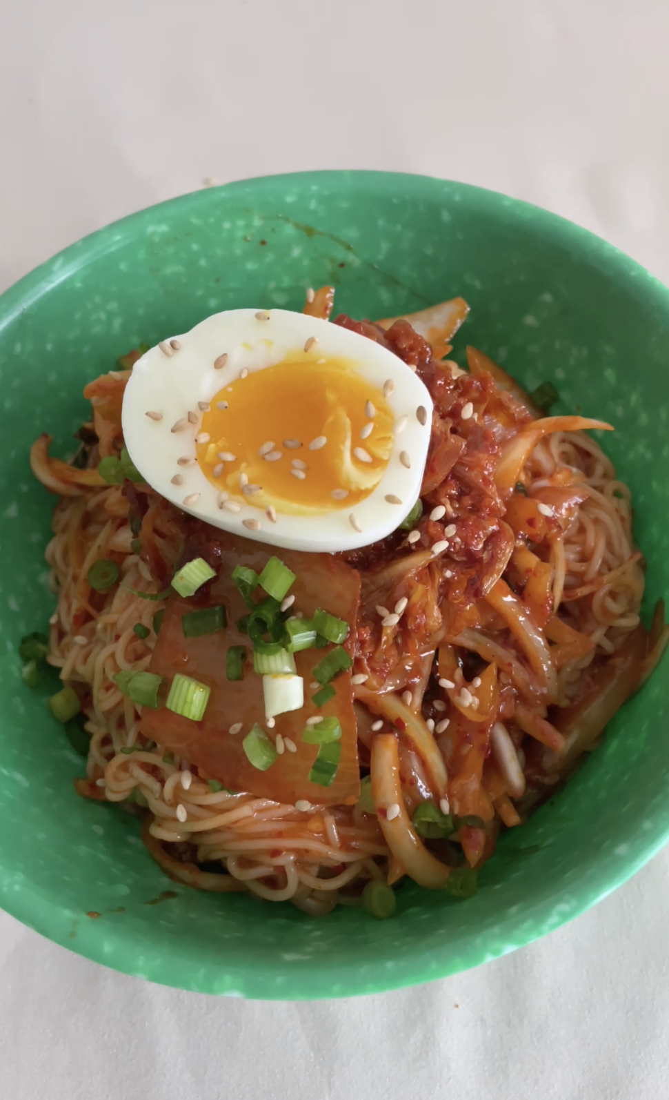 Kimchi Bibim Guksu (Spicy korean cold noodles)