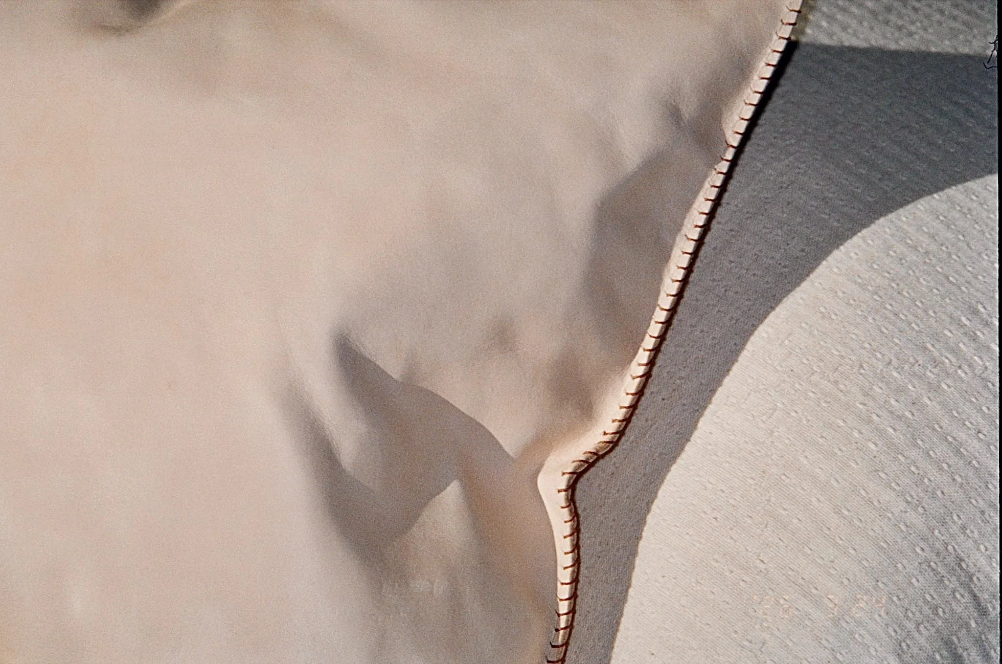 Leather Pillow, Close Up of Stitching